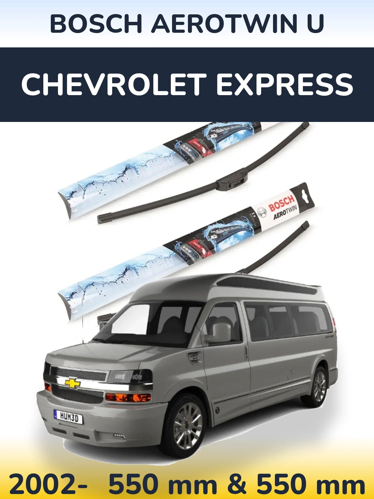 Комплект передніх щіток BOSCH AeroTwin U 550 & 550 мм для Chevrolet Express 2002-2026
