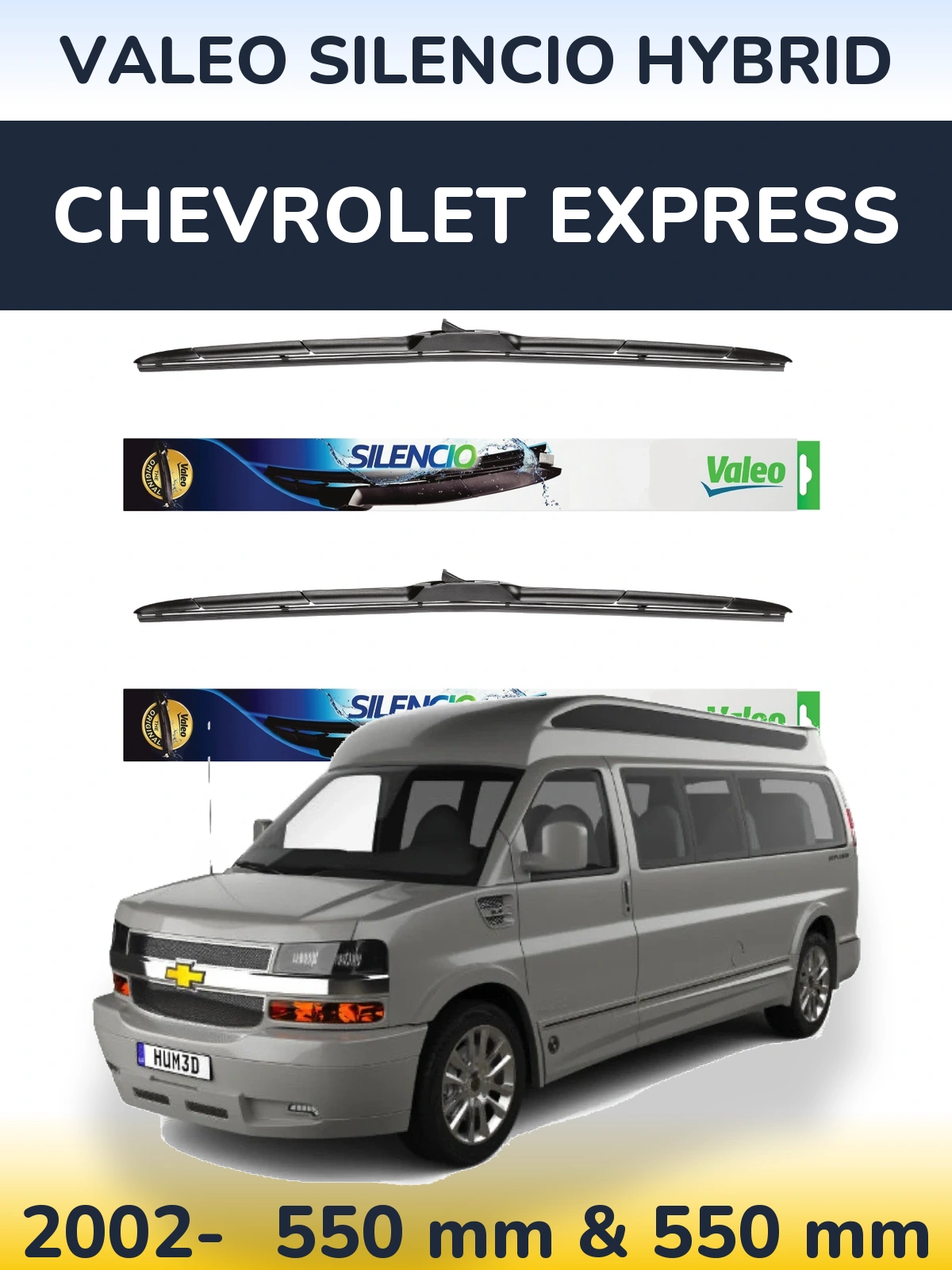 Комплект передних дворников Valeo Silencio Hybrid 550 & 550 мм для Chevrolet Express 2002-2026