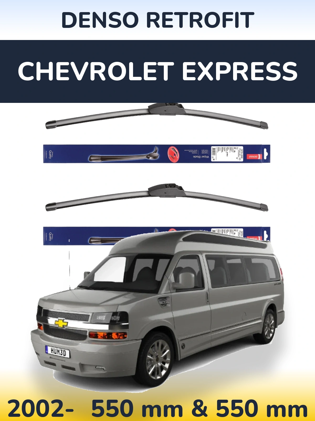 Komplet przednich wycieraczek Denso Retrofit 550 & 550 mm do Chevrolet Express 2002-2026