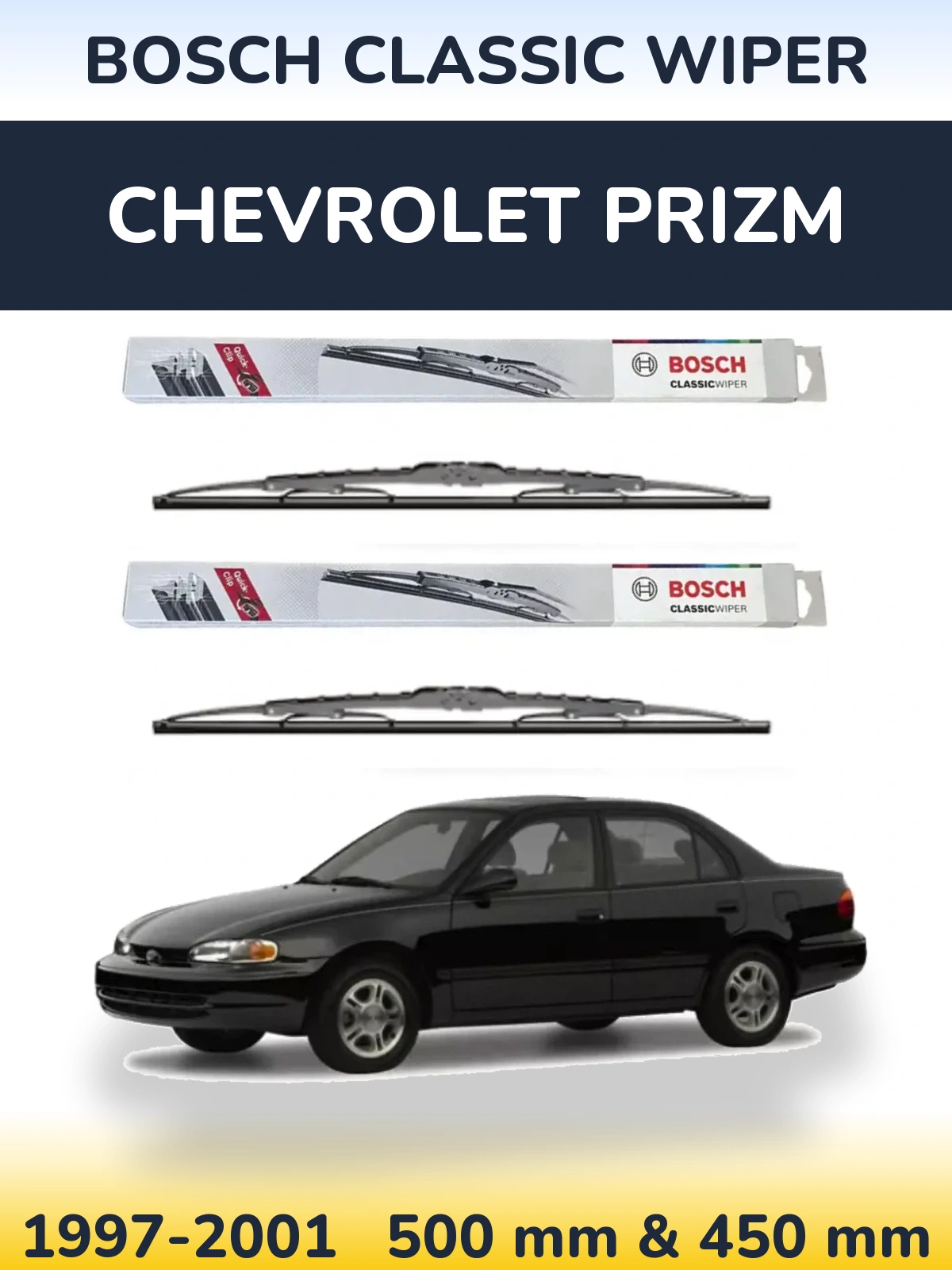 Комплект передніх щіток BOSCH Classic Wiper 500 & 450 мм для Chevrolet Prizm 1997-2001
