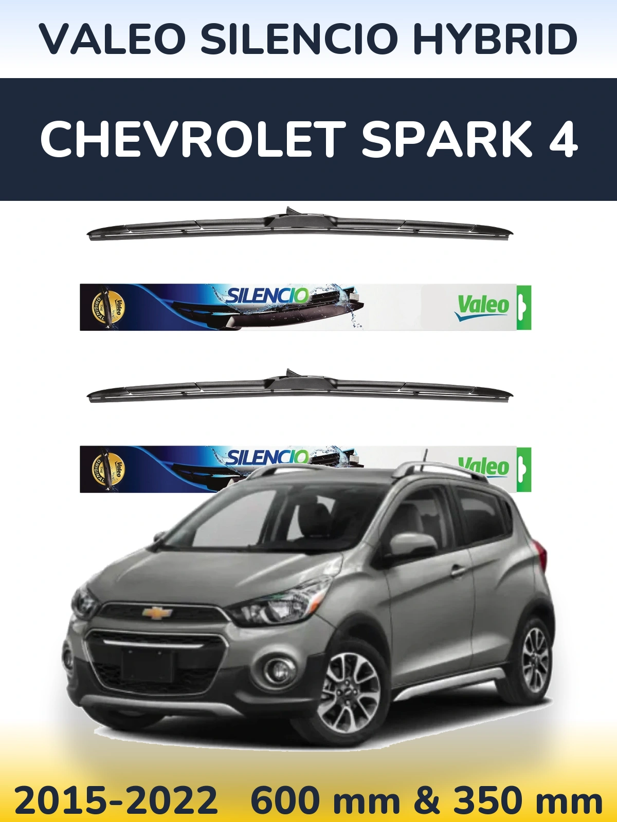 Komplet przednich wycieraczek Valeo Silencio Hybrid 600 & 350 mm do Chevrolet Spark 4 2015-2022
