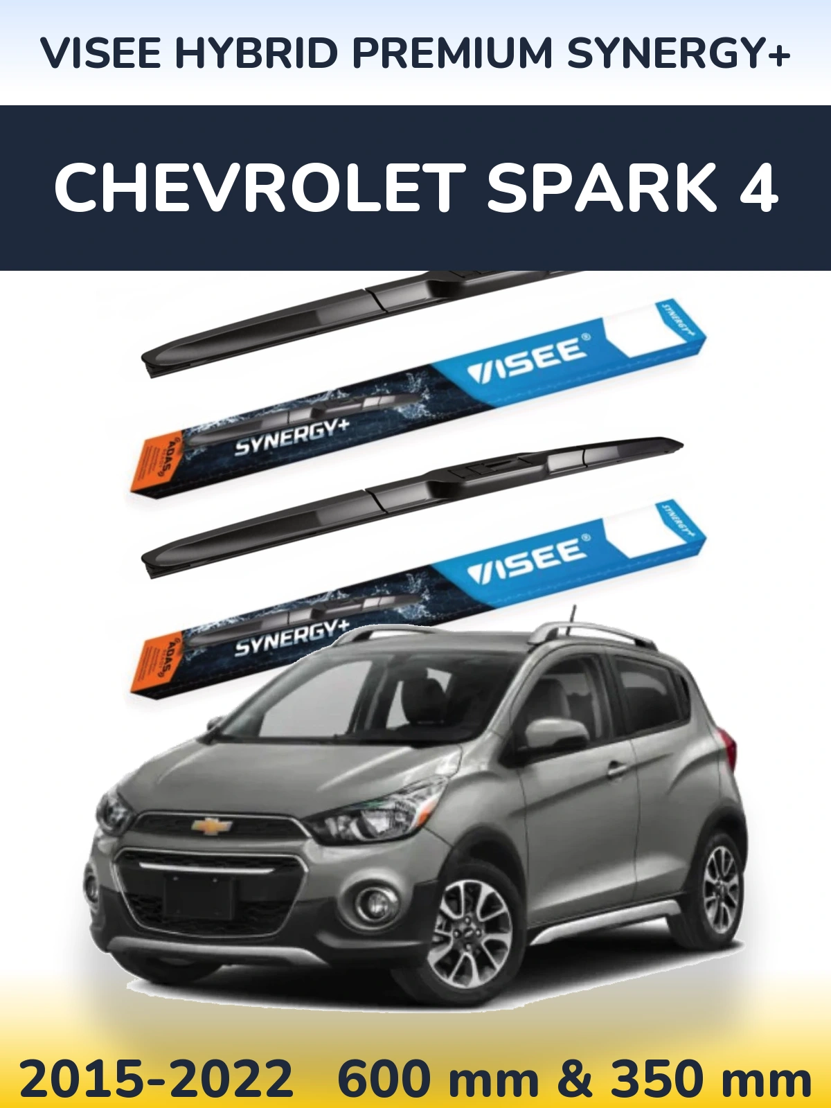 Komplet przednich wycieraczek VISEE HYBRID PREMIUM SYNERGY+ 600 & 350 mm do Chevrolet Spark 4 2015-2022