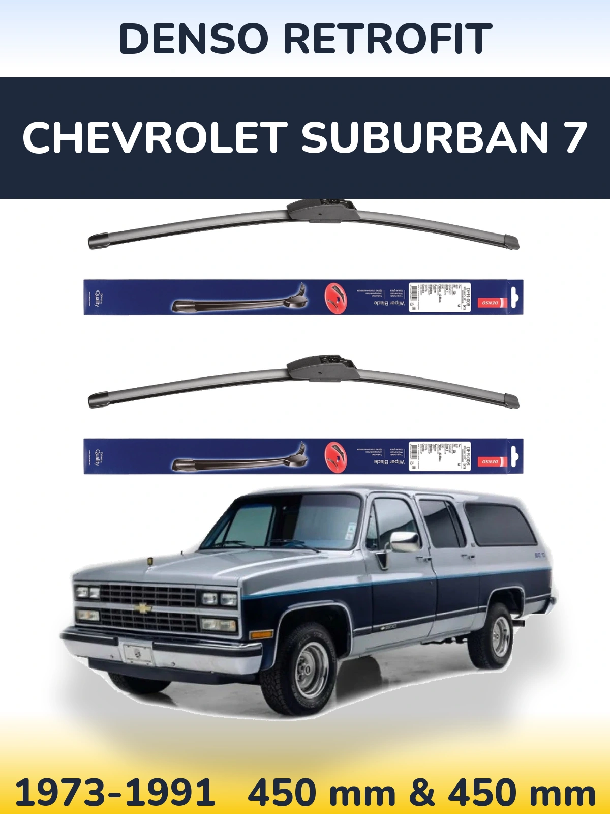 Komplet przednich wycieraczek Denso Retrofit 450 & 450 mm do Chevrolet Suburban 7 1973-1991