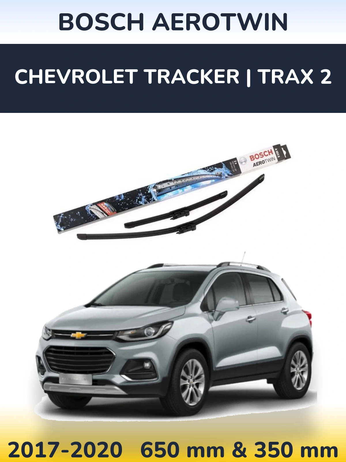 Komplet przednich wycieraczek BOSCH AeroTwin 650 & 340 mm do Chevrolet Tracker | Trax 2 2017-2020