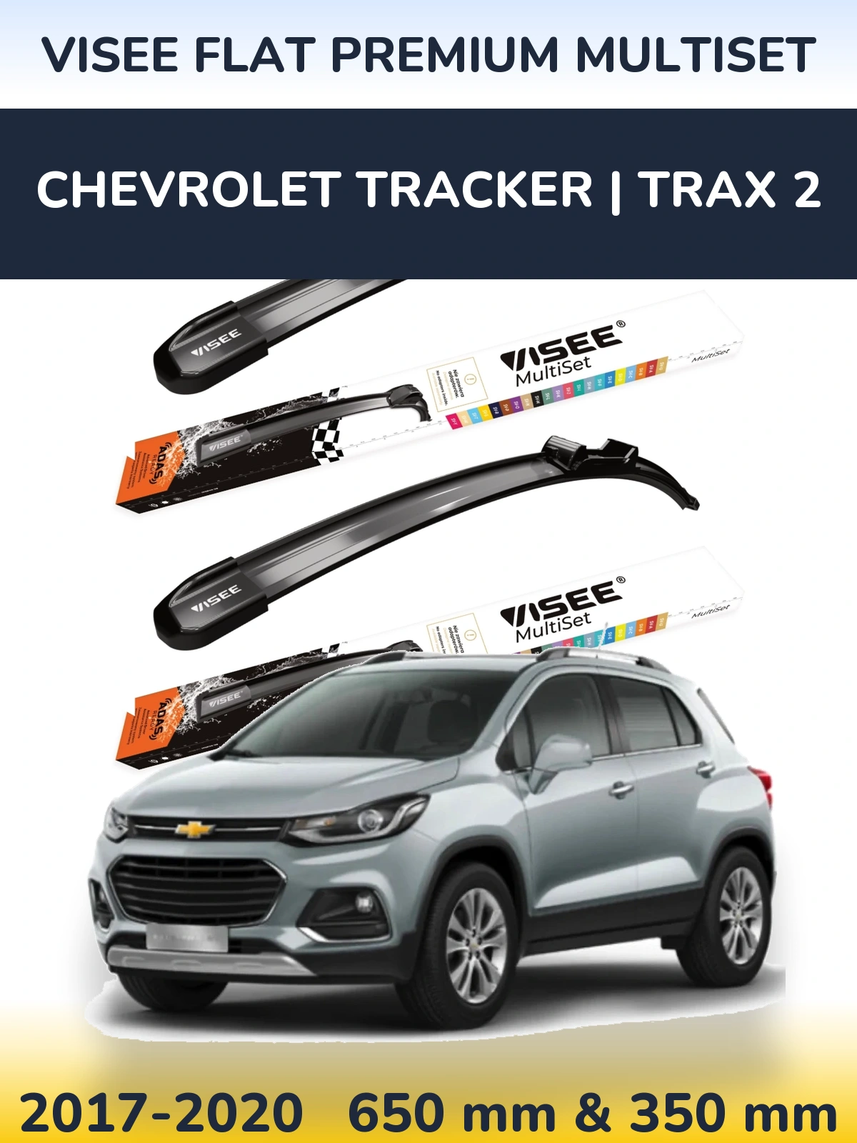 Front wiper blade set VISEE FLAT PREMIUM MultiSet 650 & 350 mm for Chevrolet Tracker | Trax 2 2017-2020