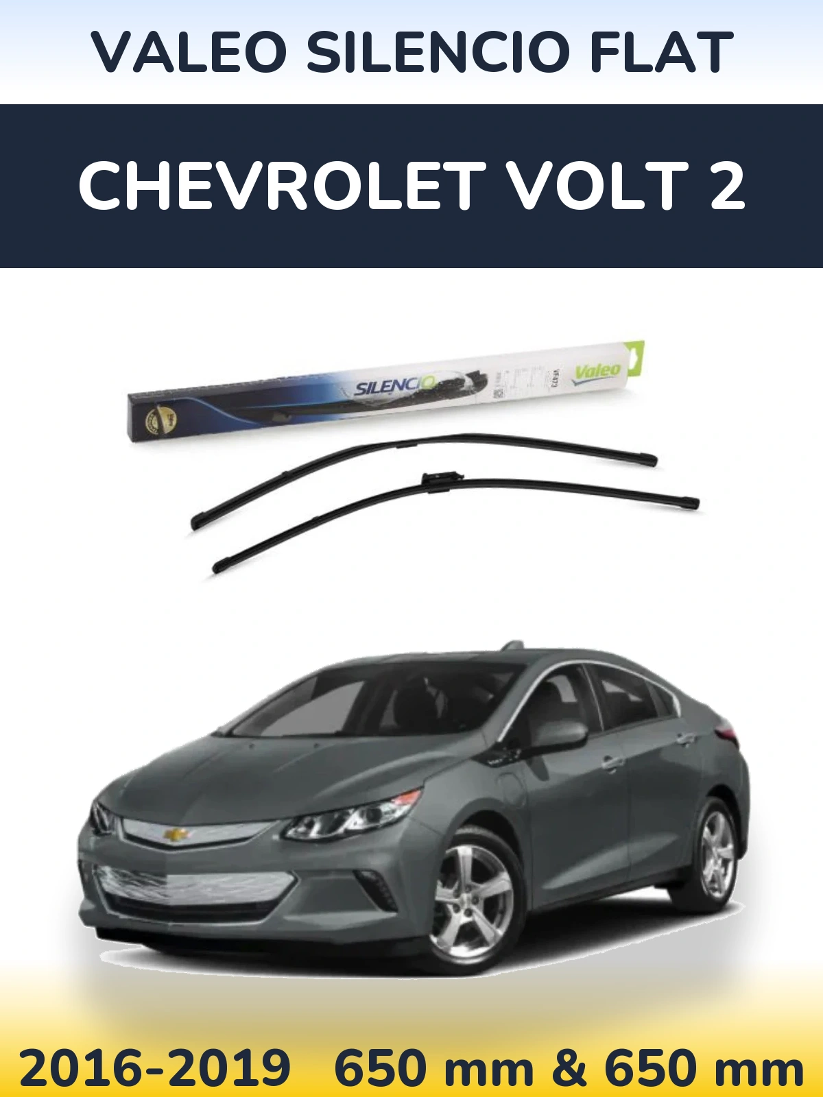 Komplet przednich wycieraczek Valeo Silencio Flat 650 & 650 mm do Chevrolet Volt 2 2016-2019