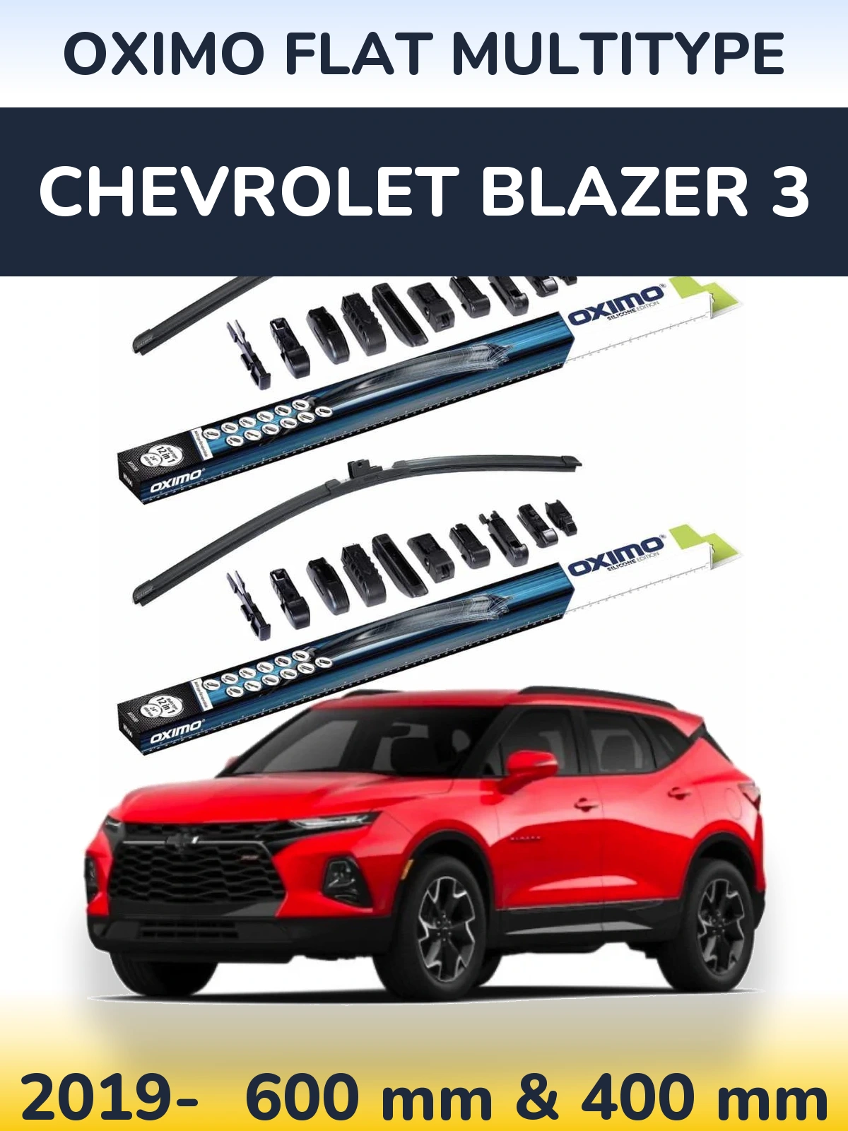 Комплект передних дворников Oximo Flat MultiТипe 600 & 400 мм для Chevrolet Blazer 3 2019-2026