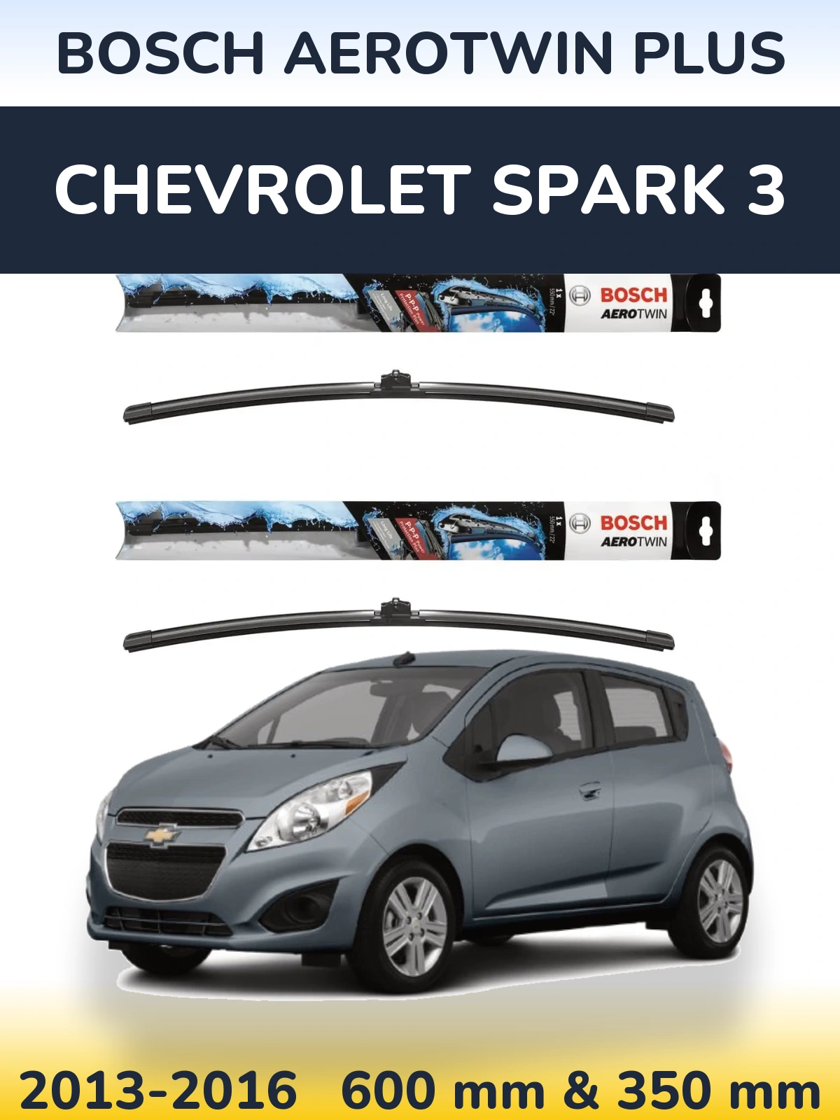 Комплект передних дворников BOSCH AeroTwin Plus 600 & 350 мм для Chevrolet Spark 3 2013-2016