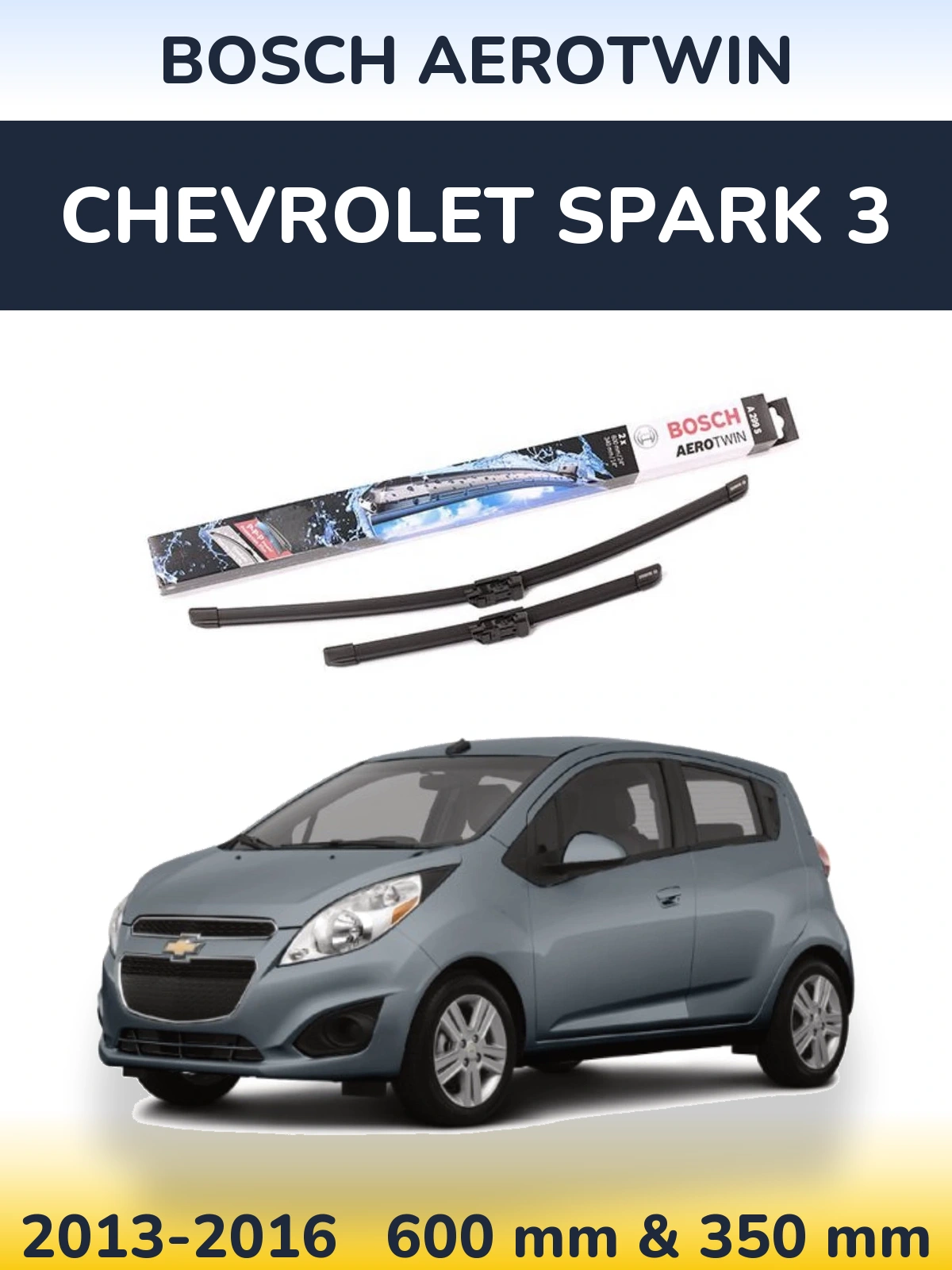 Komplet przednich wycieraczek BOSCH AeroTwin 600 & 350 mm do Chevrolet Spark 3 2013-2016