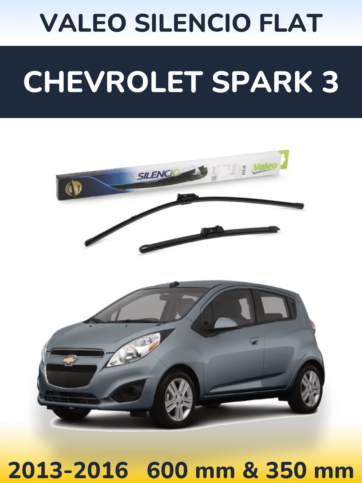 Комплект передних дворников Valeo Silencio Flat 600 & 350 мм для Chevrolet Spark 3 2013-2016