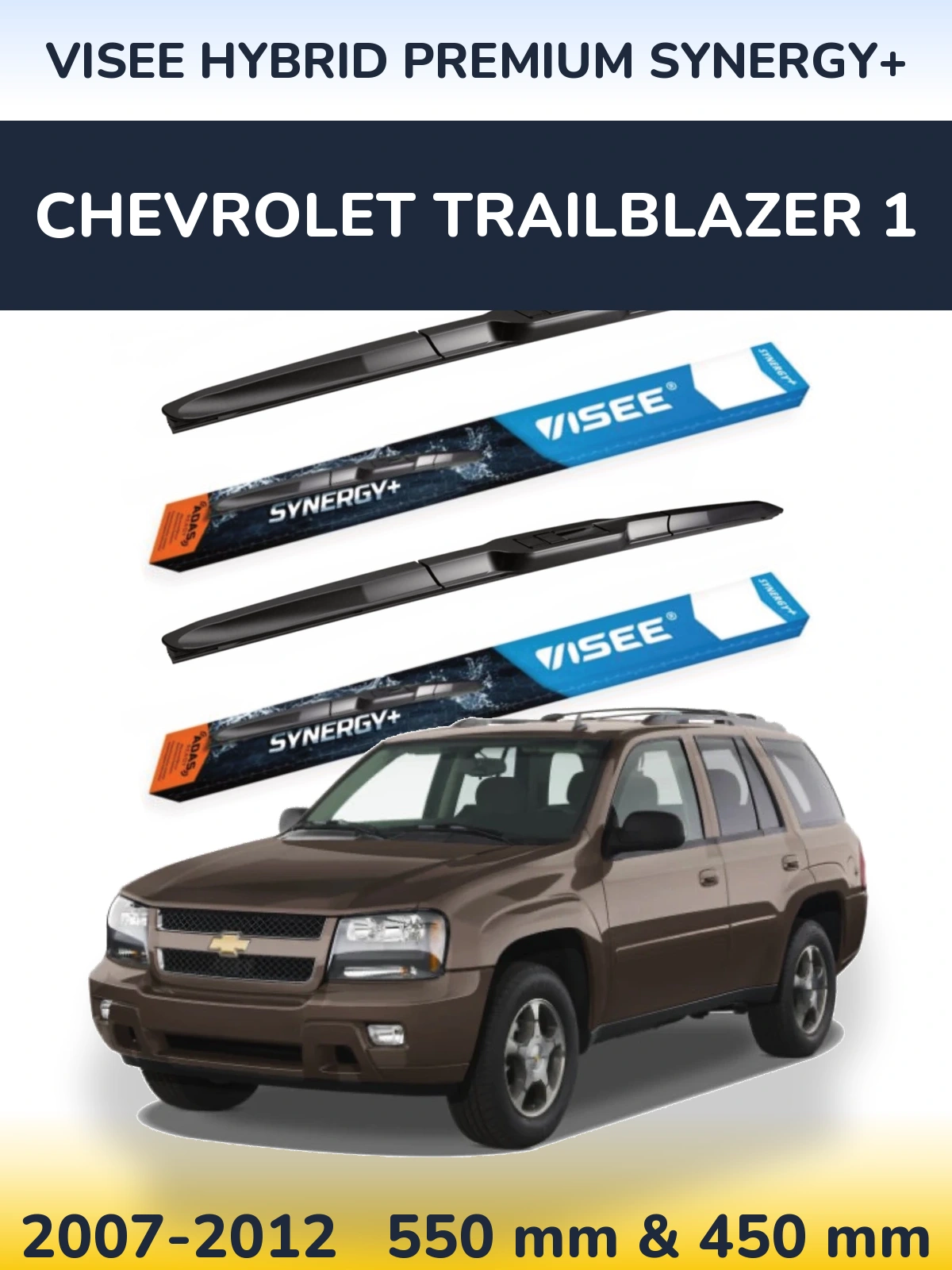 Komplet przednich wycieraczek VISEE HYBRID PREMIUM SYNERGY+ 550 & 450 mm do Chevrolet TrailBlazer 1 2007-2012