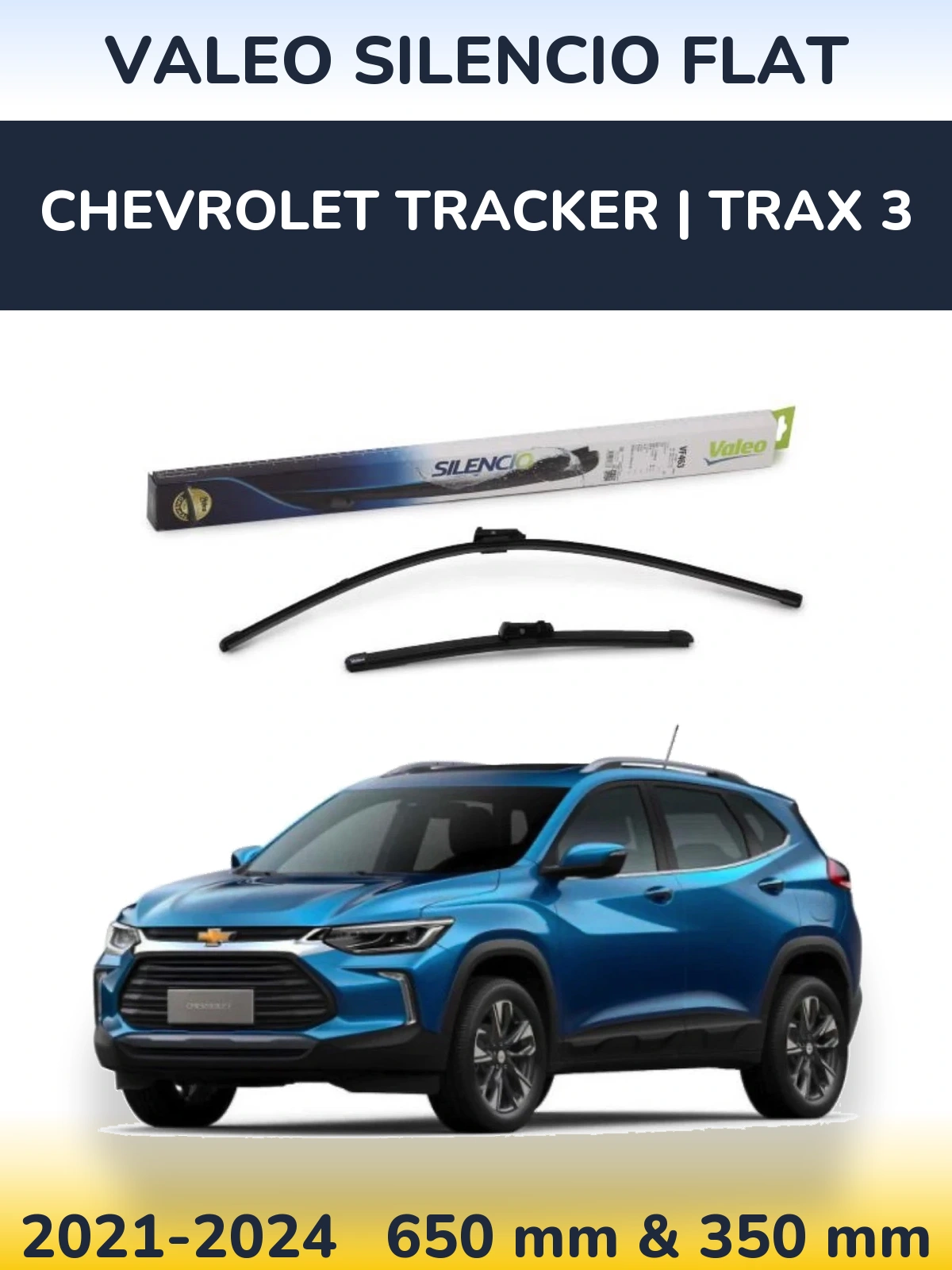 Komplet przednich wycieraczek Valeo Silencio Flat 650 & 350 mm do Chevrolet Tracker | Trax 3 2021-2024