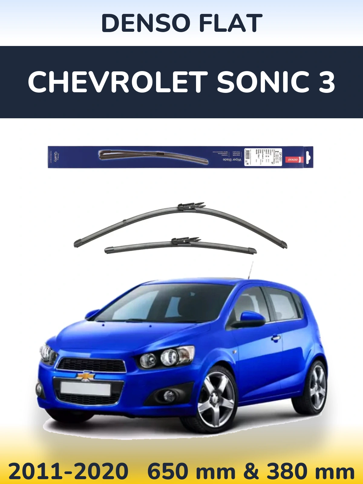 Komplet przednich wycieraczek Denso Flat 650 & 380 mm do Chevrolet Sonic 3 2011-2020
