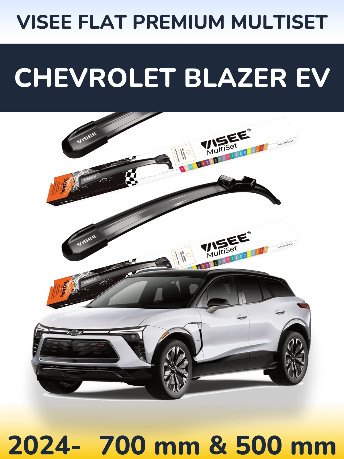Komplet przednich wycieraczek VISEE FLAT PREMIUM MultiSet 700 & 500 mm do Chevrolet Blazer EV 2024-2026