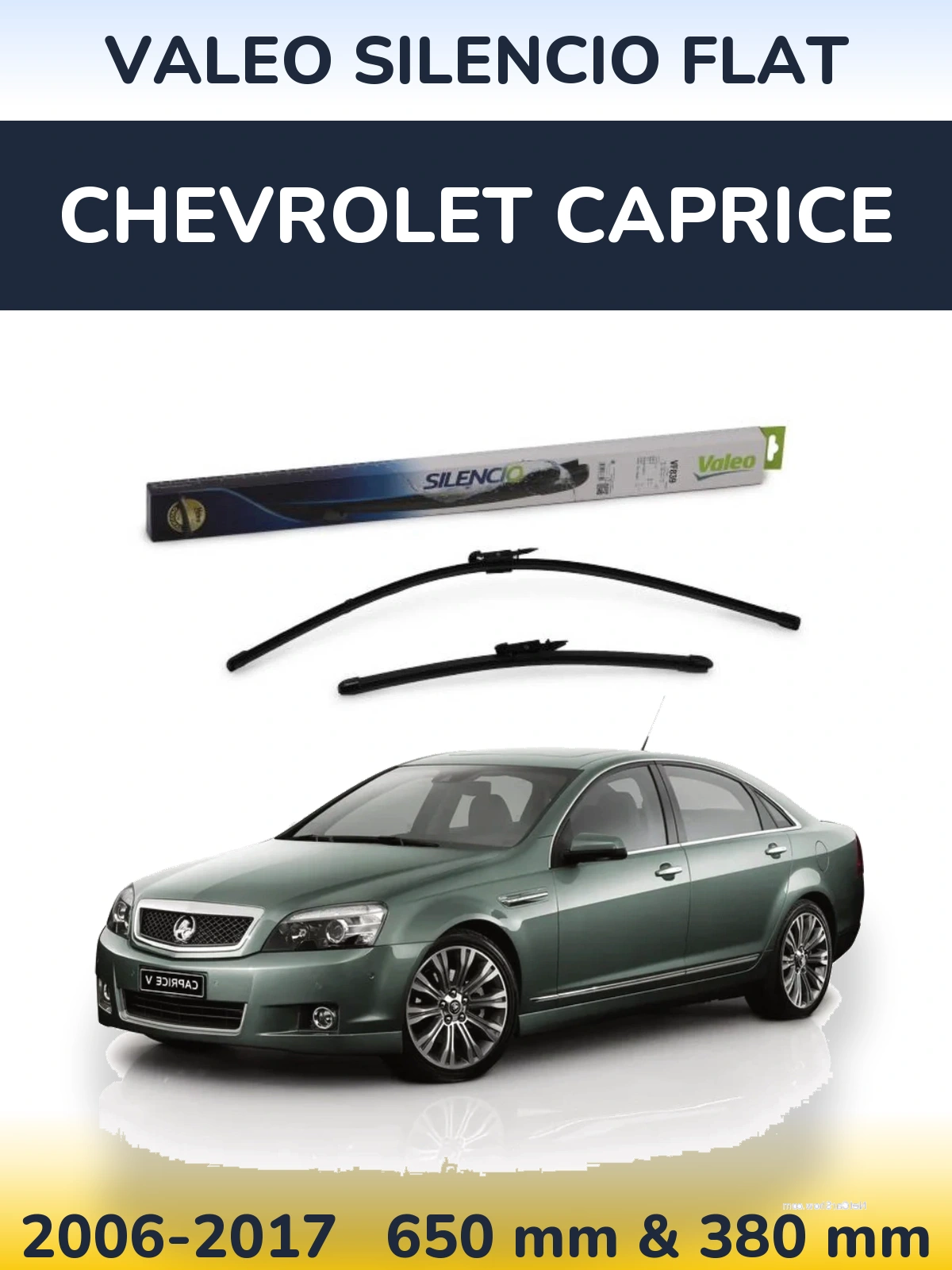 Комплект передних дворников Valeo Silencio Flat 650 & 380 мм для Chevrolet Caprice 2006-2017