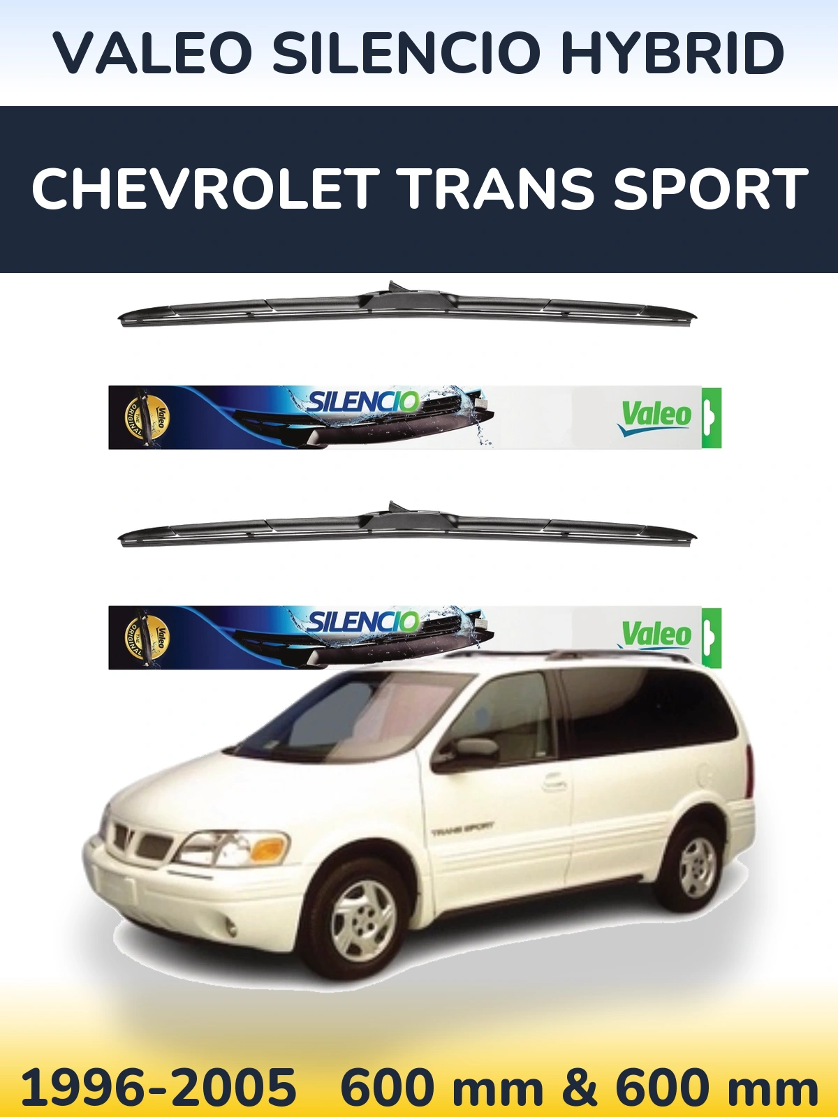 Комплект передних дворников Valeo Silencio Hybrid 600 & 600 мм для Chevrolet Trans Sport 1996-2005