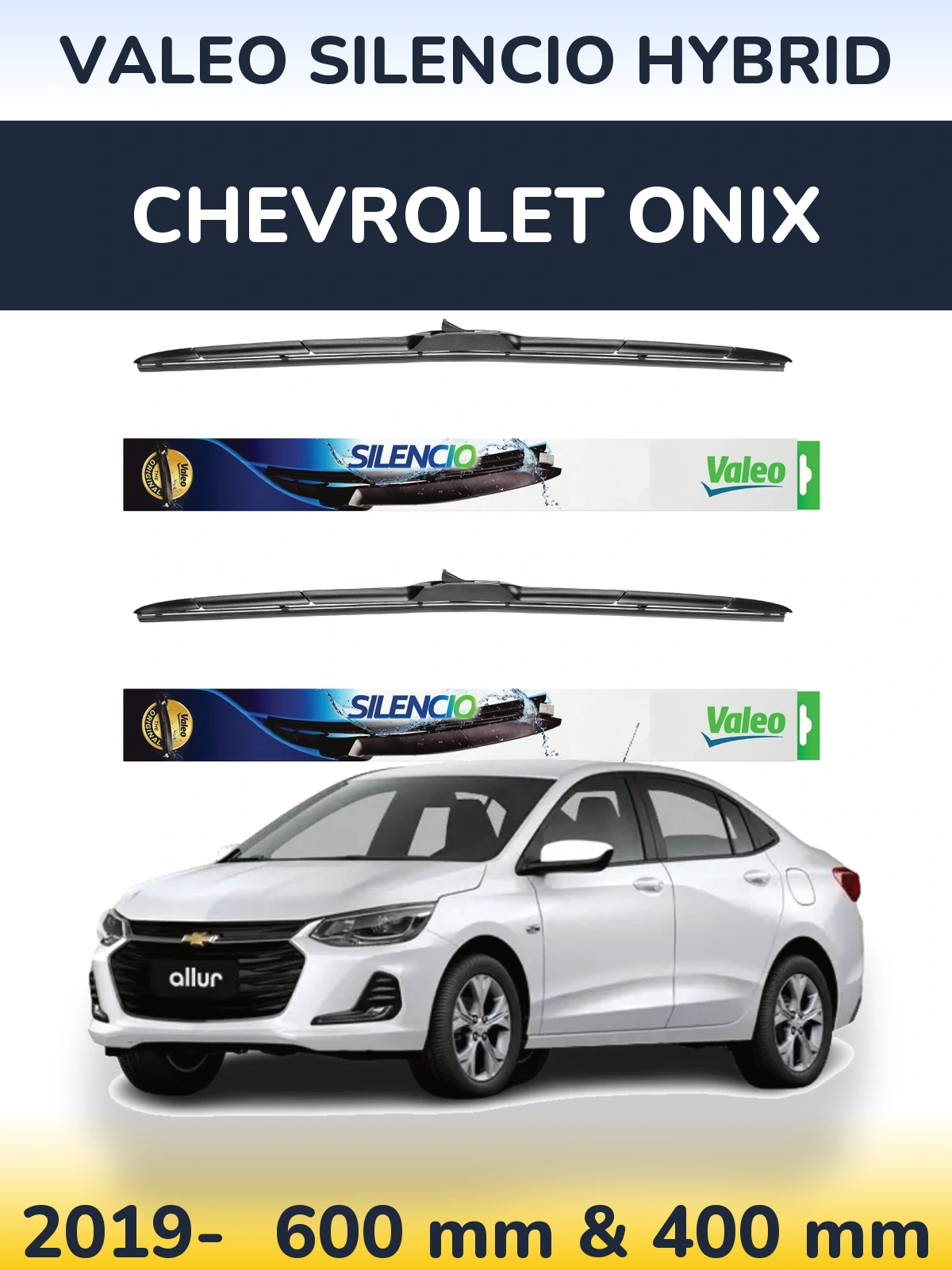 Komplet przednich wycieraczek Valeo Silencio Hybrid 600 & 400 mm do Chevrolet Onix 2019-2026