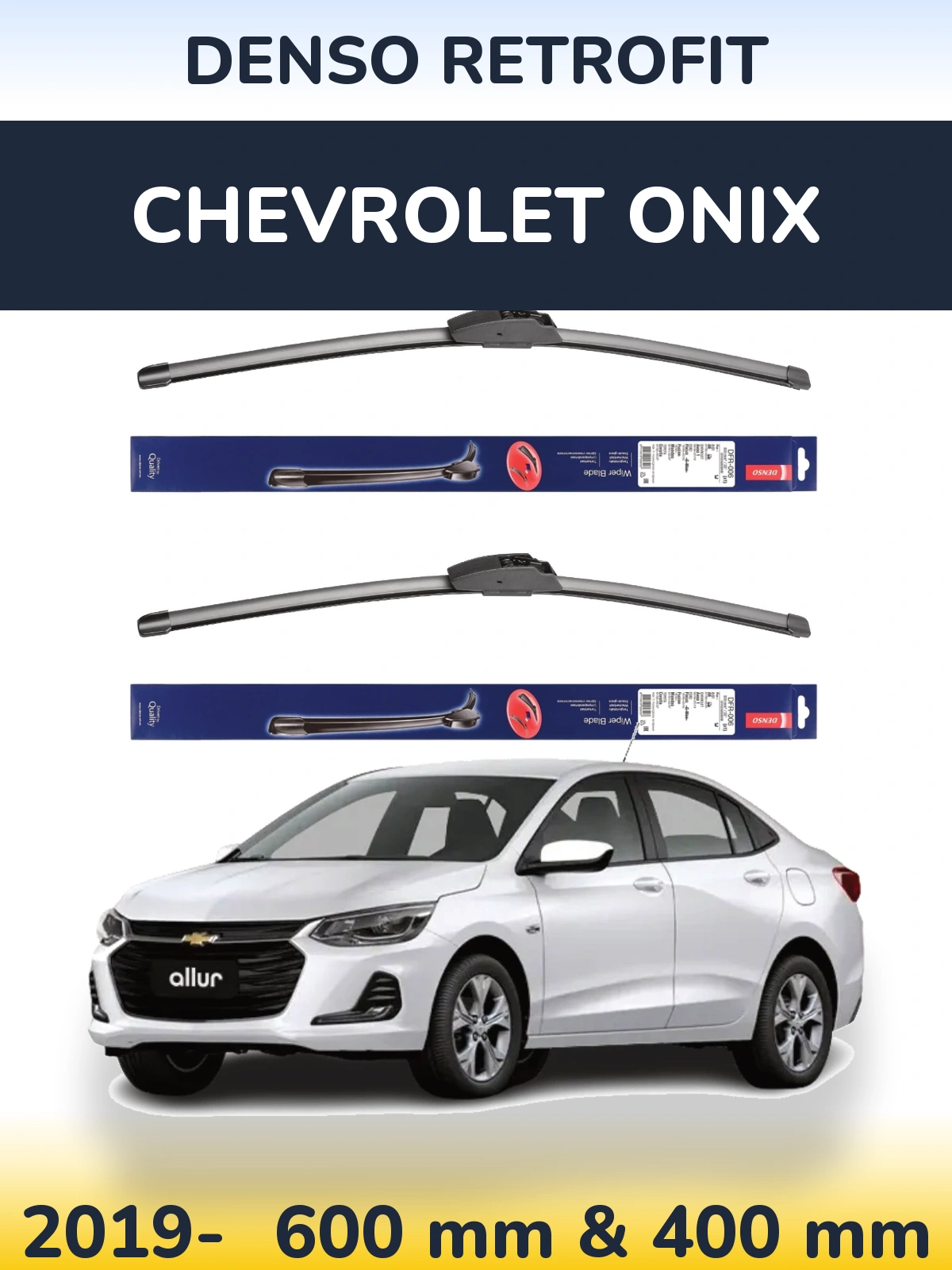 Komplet przednich wycieraczek Denso Retrofit 600 & 400 mm do Chevrolet Onix 2019-2026