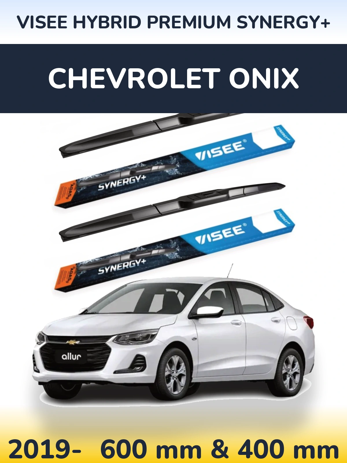 Комплект передніх щіток VISEE HYBRID PREMIUM SYNERGY+ 600 & 400 мм для Chevrolet Onix 2019-2026