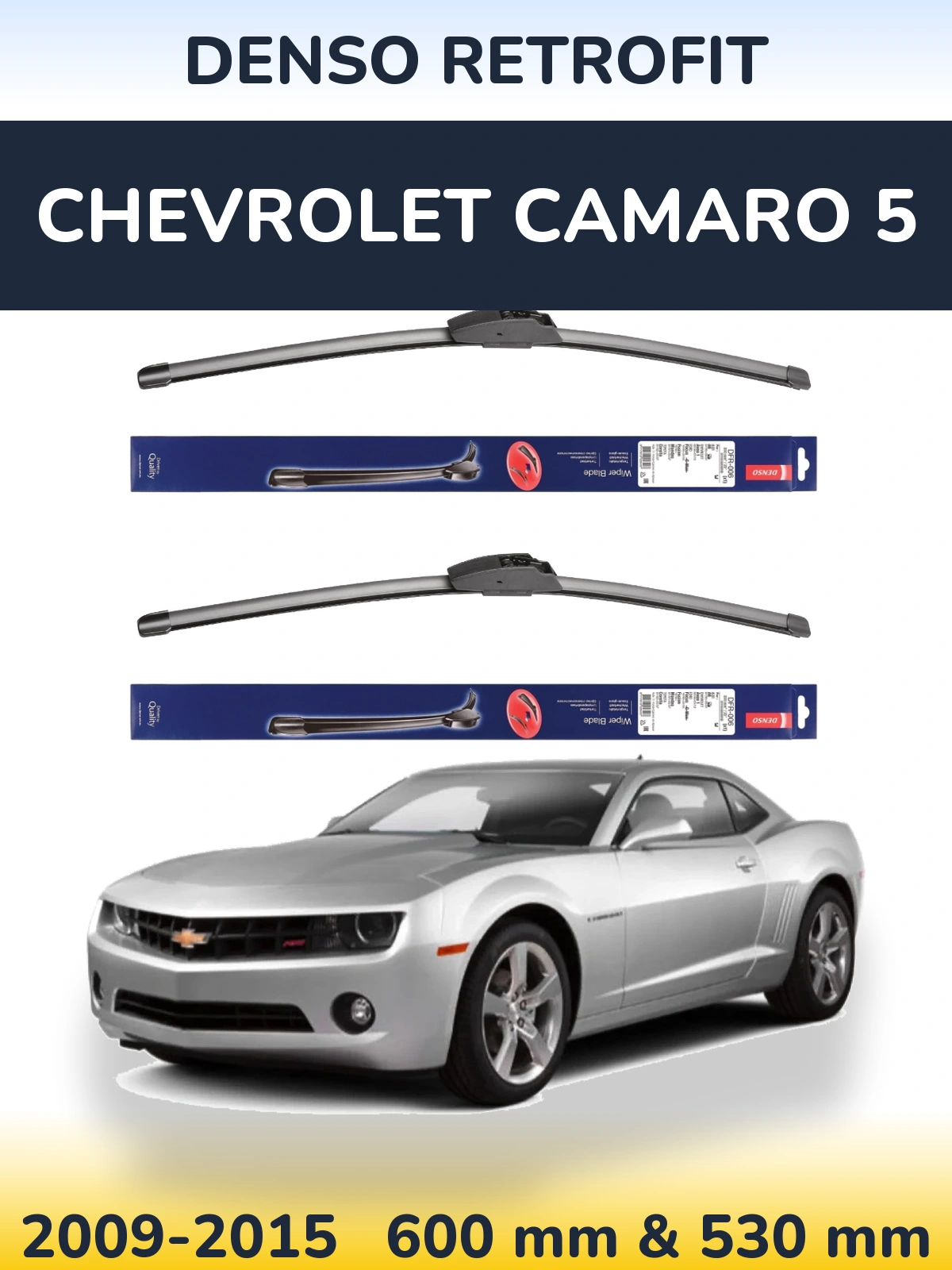 Комплект передних дворников Denso Retrofit 600 & 530 мм для Chevrolet Camaro 5 2009-2015
