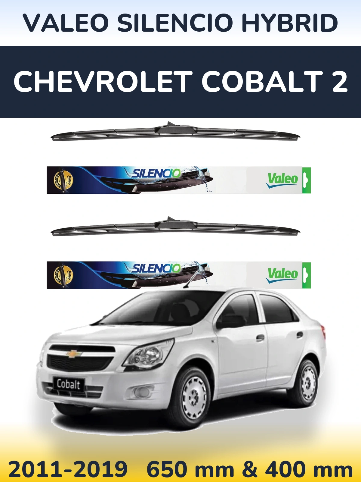 Комплект передних дворников Valeo Silencio Hybrid 650 & 400 мм для Chevrolet Cobalt 2 2011-2019