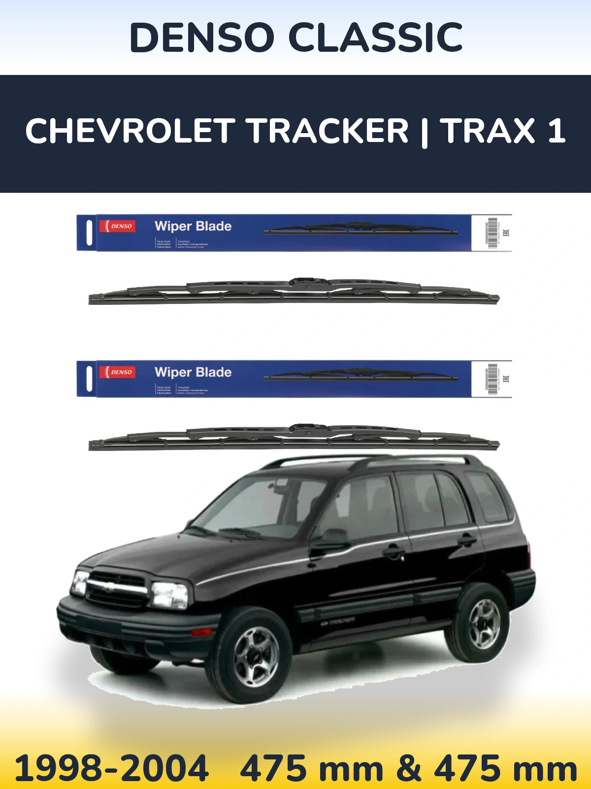 Komplet przednich wycieraczek Denso Classic 475 & 475 mm do Chevrolet Tracker | Trax 1 1998-2004