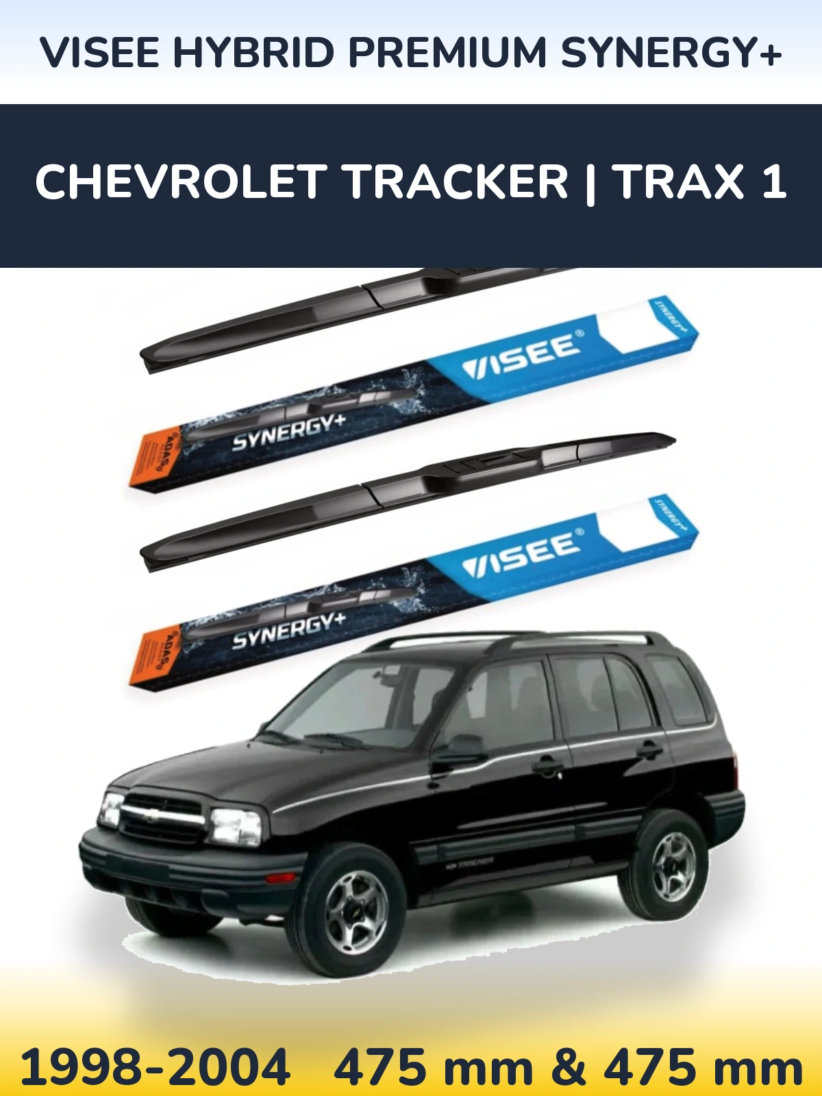 Комплект передних дворников VISEE HYBRID PREMIUM SYNERGY+ 475 & 475 мм для Chevrolet Tracker | Trax 1 1998-2004