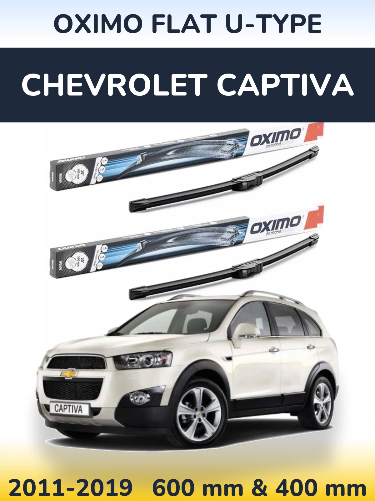 Komplet przednich wycieraczek Oximo Flat U-type 600 & 400 mm do Chevrolet Captiva 2011-2019