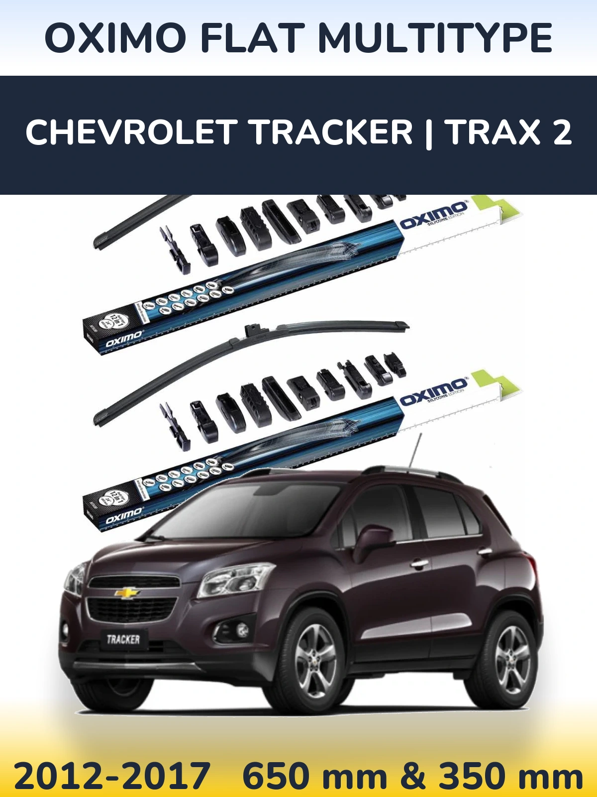 Komplet przednich wycieraczek Oximo Flat MultiType 650 & 350 mm do Chevrolet Tracker | Trax 2 2012-2017