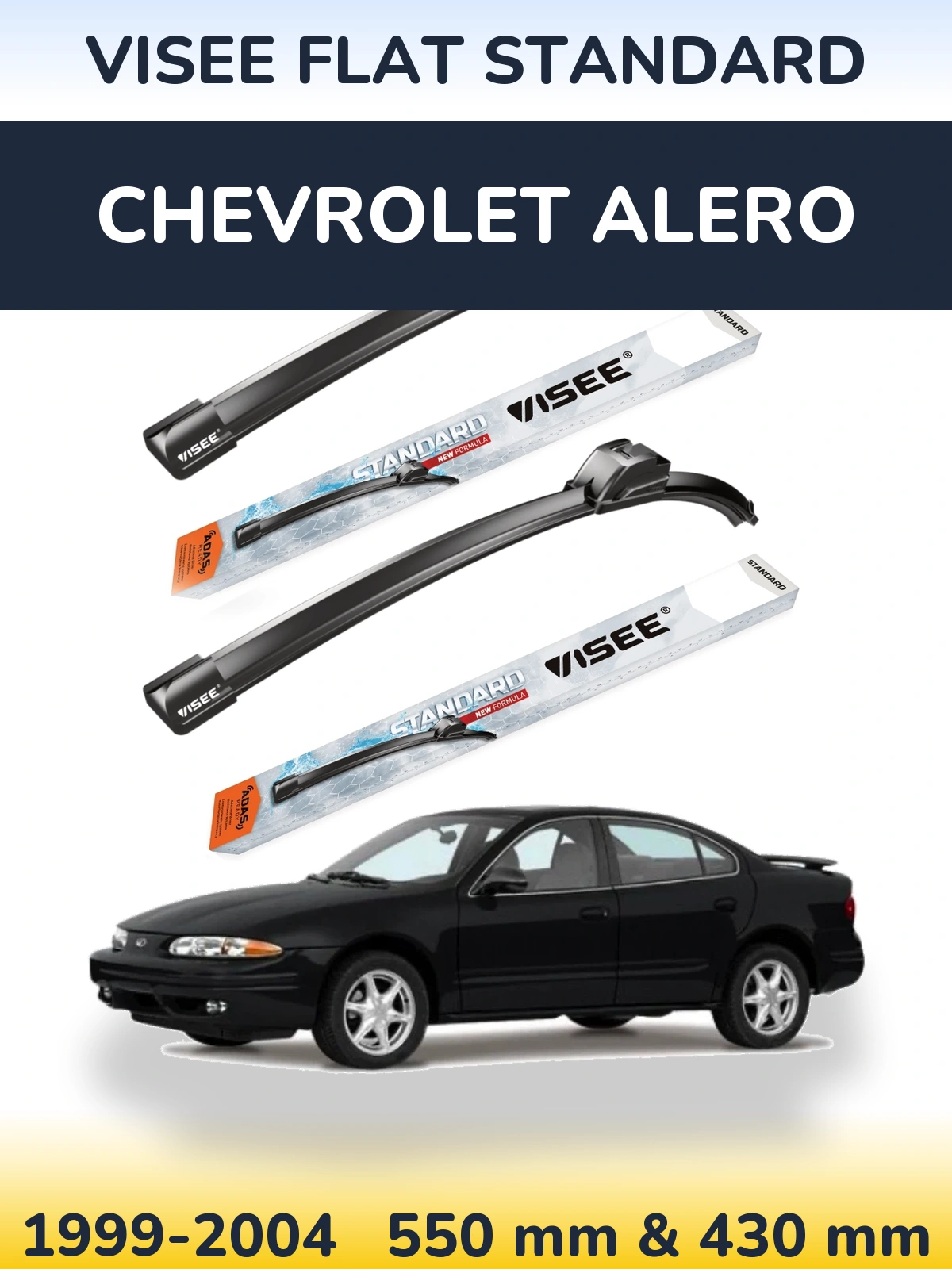 Комплект передних дворников VISEE FLAT STANDARD 550 & 430 мм для Chevrolet Alero 1999-2004