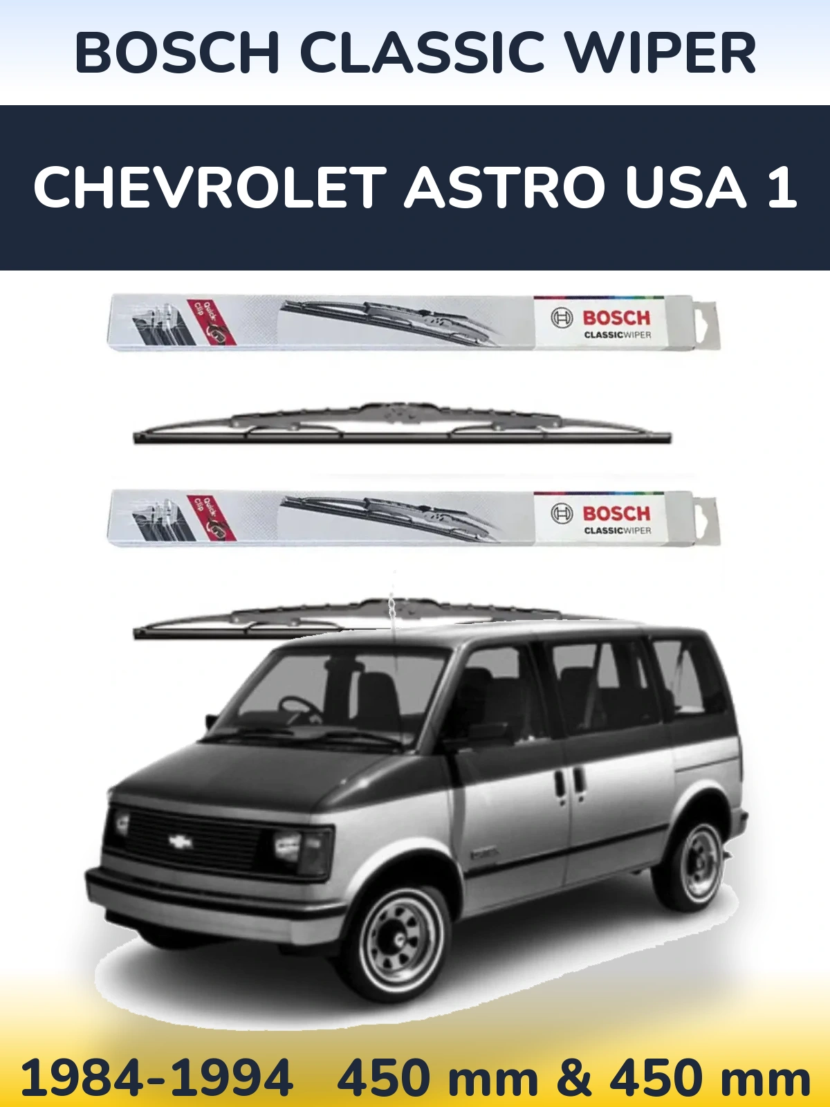 Komplet przednich wycieraczek BOSCH Classic Wiper 450 & 450 mm do Chevrolet Astro USA 1 1984-1994