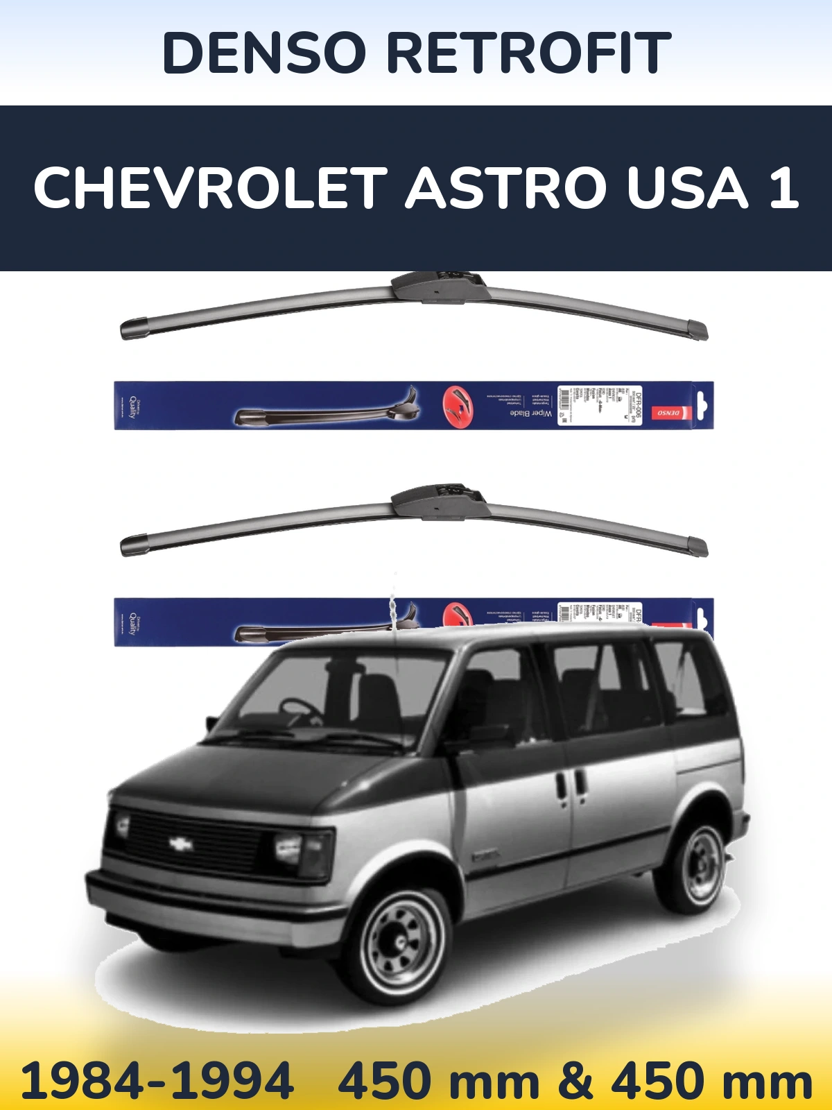 Komplet przednich wycieraczek Denso Retrofit 450 & 450 mm do Chevrolet Astro USA 1 1984-1994