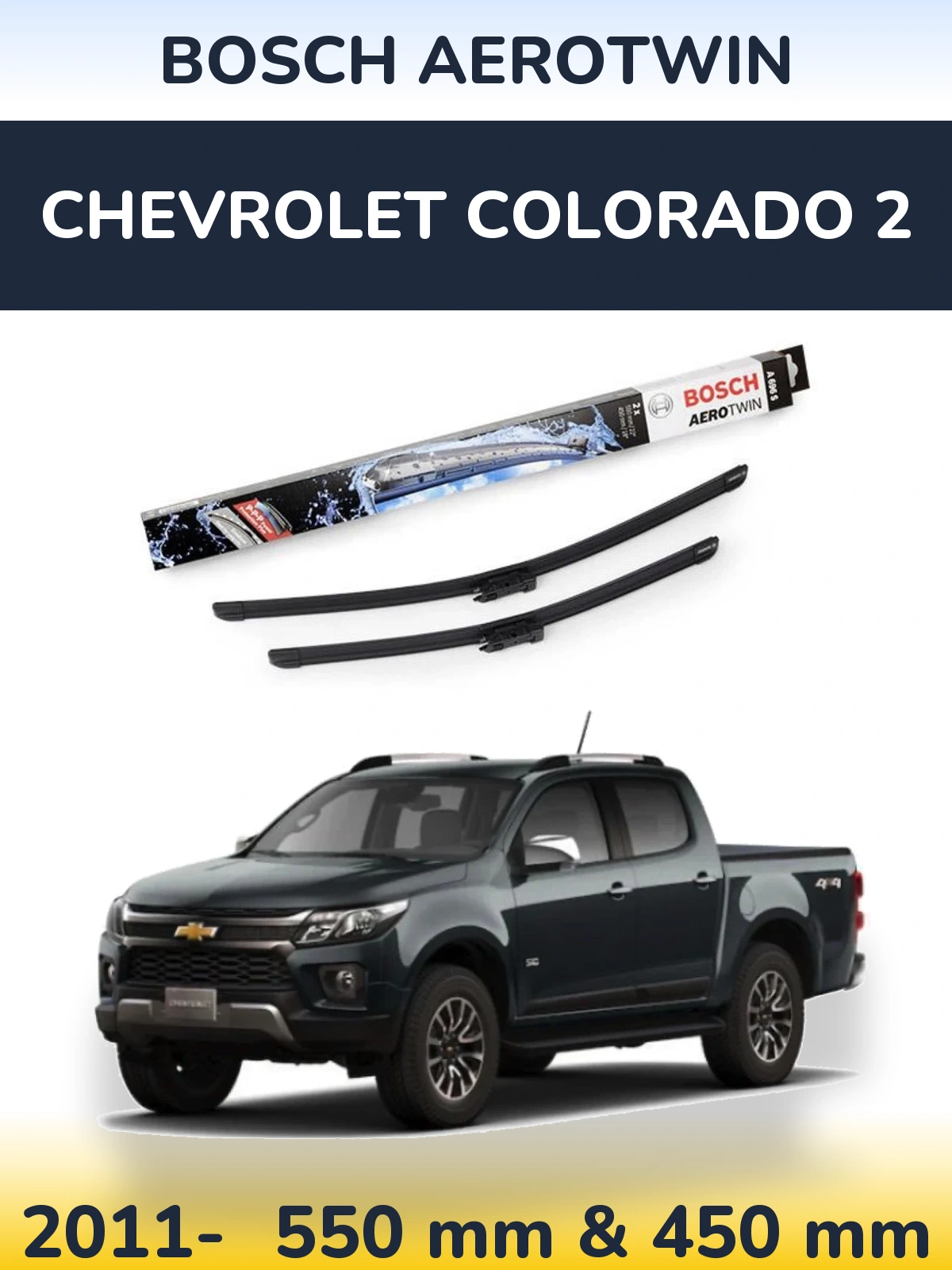 Komplet przednich wycieraczek BOSCH AeroTwin 550 & 450 mm do Chevrolet Colorado 2 2011-2026