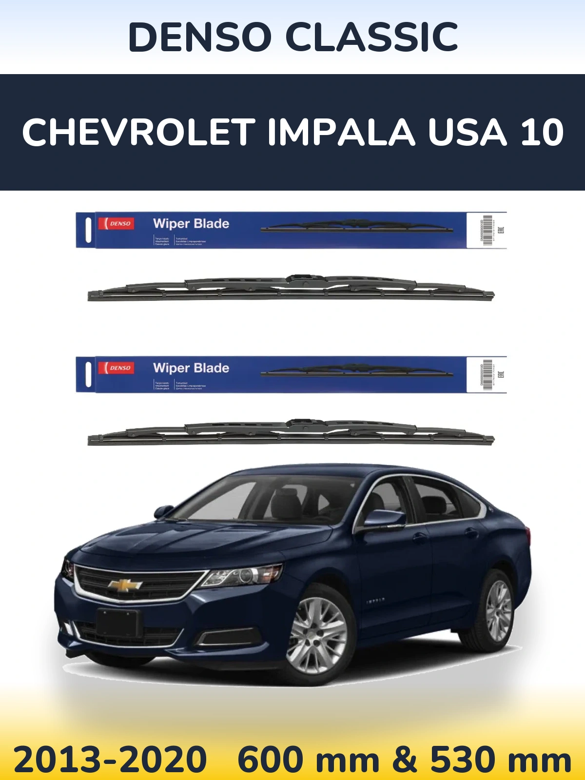 Front wiper blade set Denso Classic 600 & 530 mm for Chevrolet Impala USA 10 2013-2020