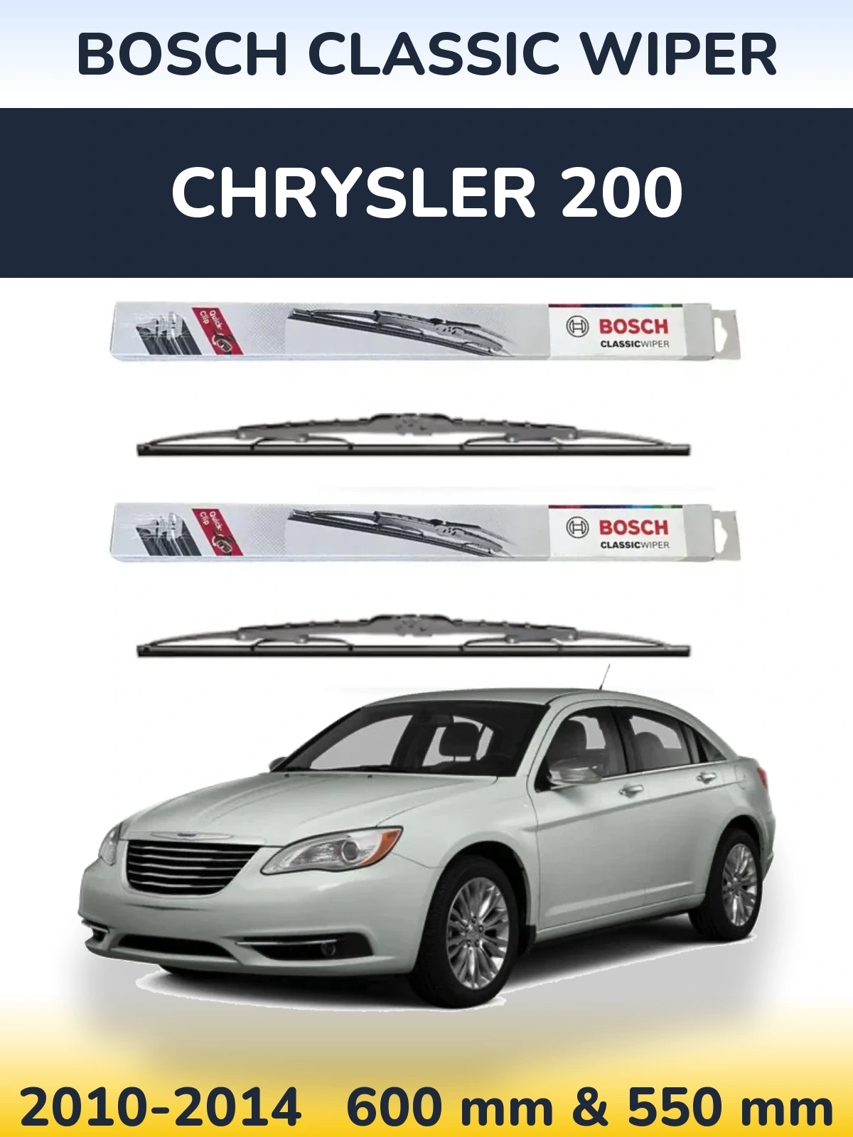 Komplet przednich wycieraczek BOSCH Classic Wiper 600 & 550 mm do Chrysler 200 2010-2014