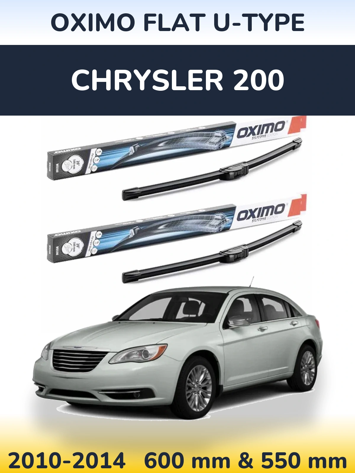 Komplet przednich wycieraczek Oximo Flat U-type 600 & 550 mm do Chrysler 200 2010-2014