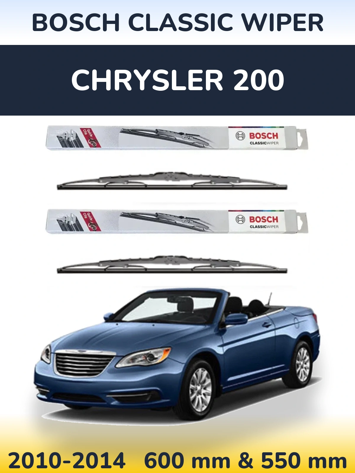 Комплект передних дворников BOSCH Classic Wiper 600 & 550 мм для Chrysler 200 2010-2014