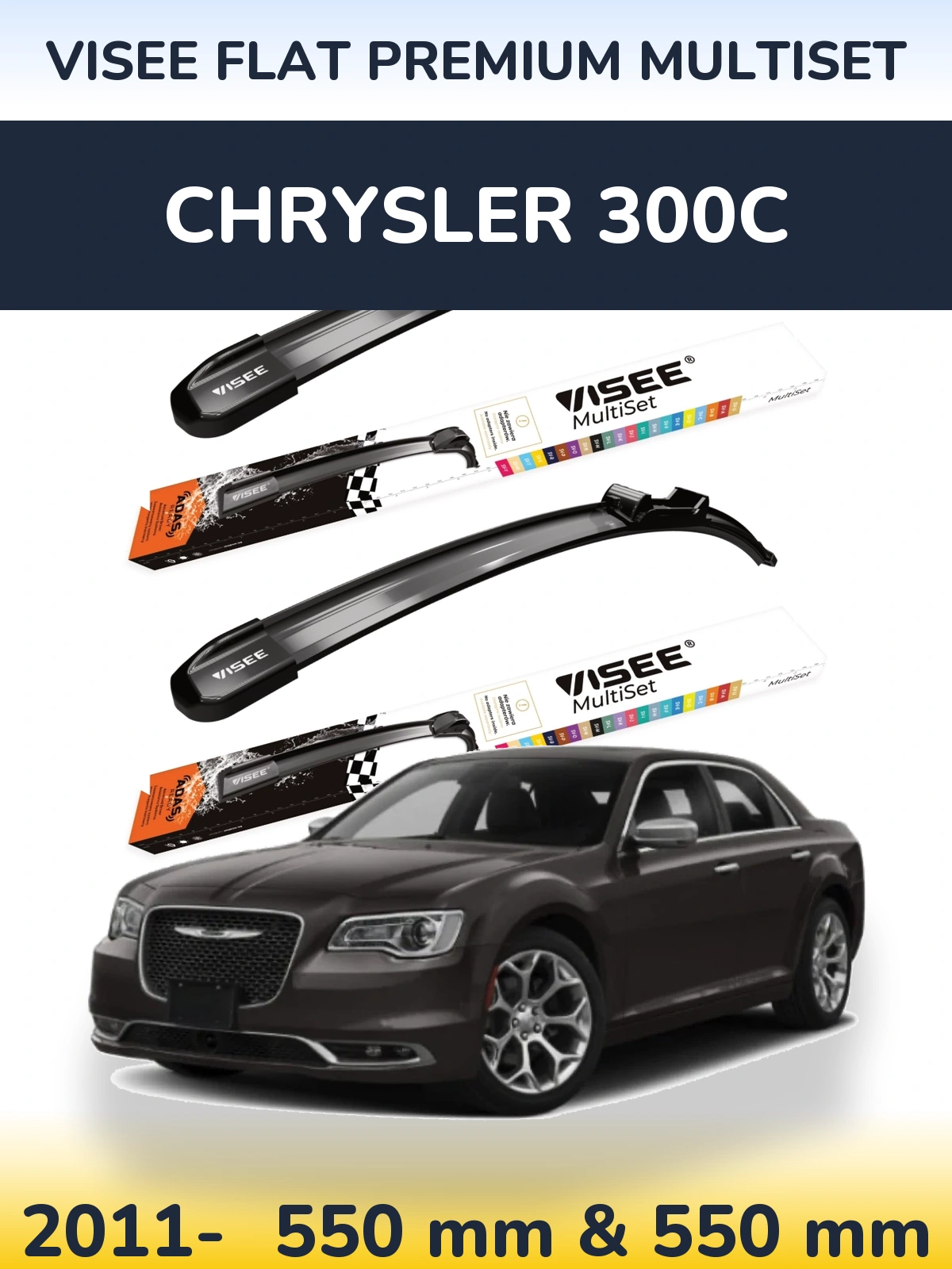 Komplet przednich wycieraczek VISEE FLAT PREMIUM MultiSet 550 & 550 mm do Chrysler 300C 2011-2026