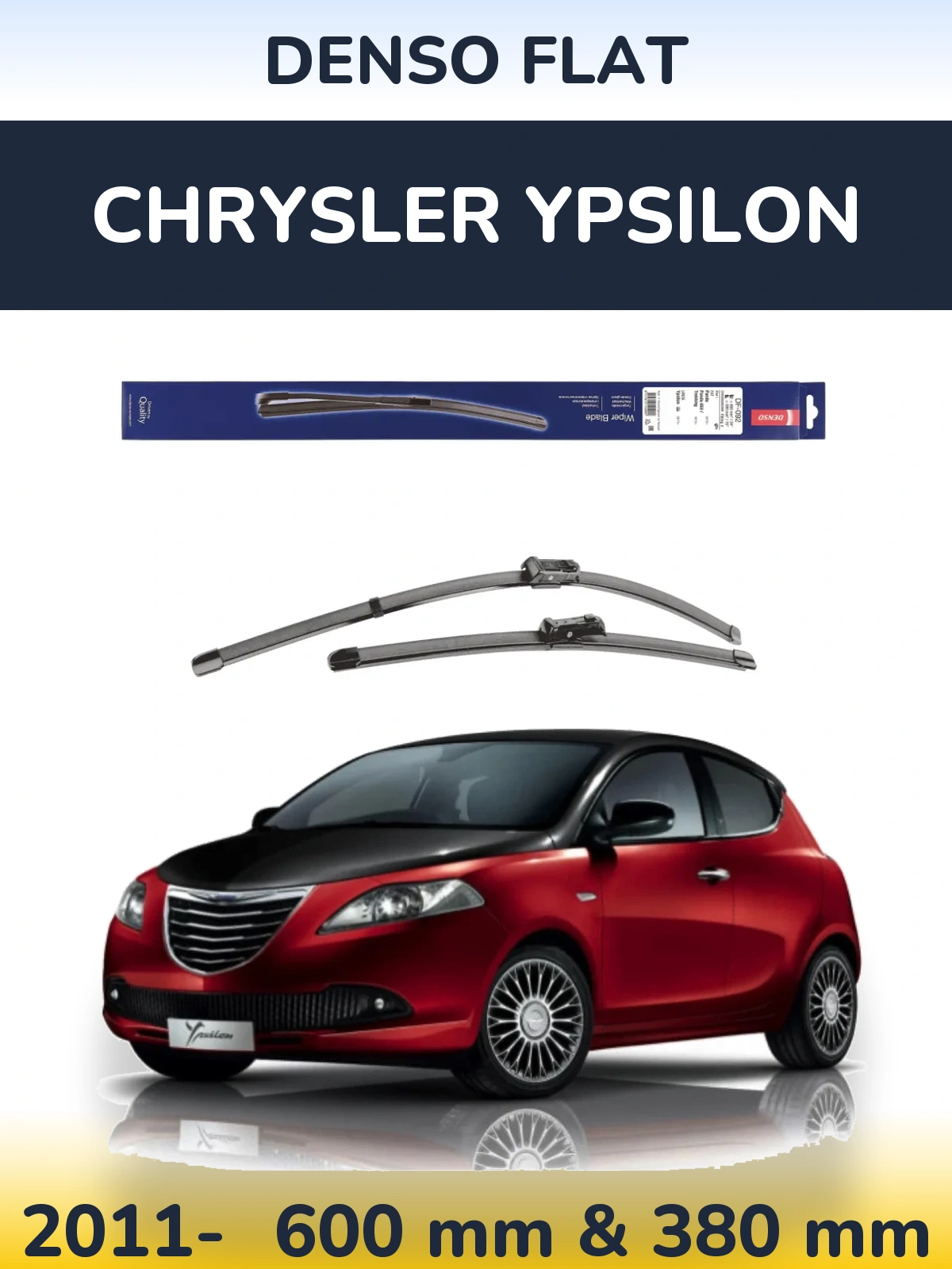 Komplet przednich wycieraczek Denso Flat 600 & 380 mm do Chrysler Ypsilon 2011-2026