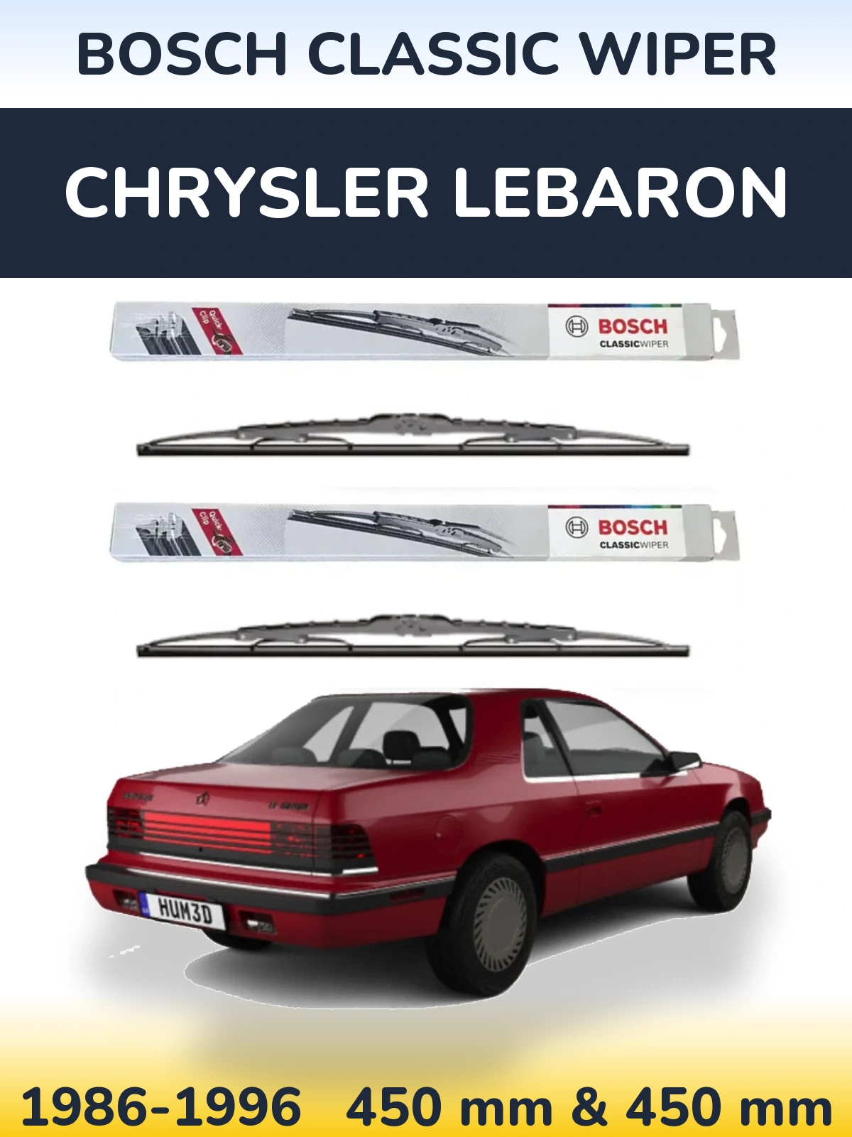 Komplet przednich wycieraczek BOSCH Classic Wiper 450 & 450 mm do Chrysler LeBaron 1986-1996