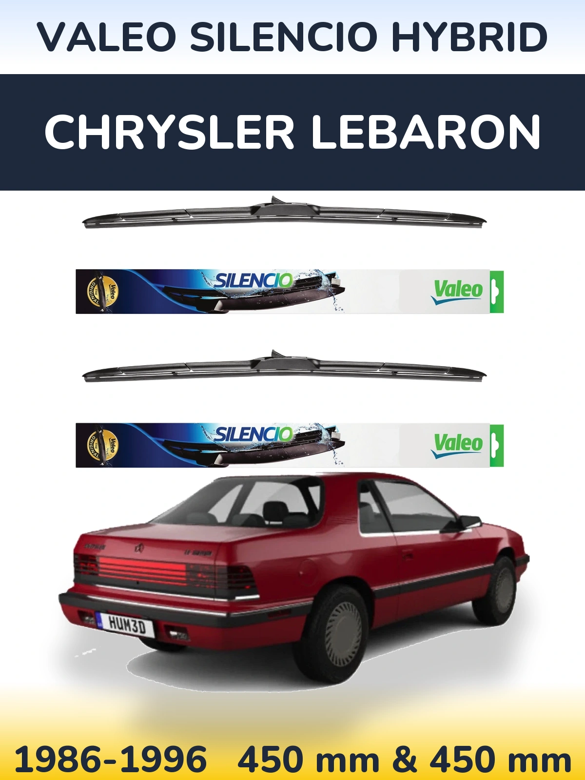 Комплект передних дворников Valeo Silencio Hybrid 450 & 450 мм для Chrysler LeBaron 1986-1996