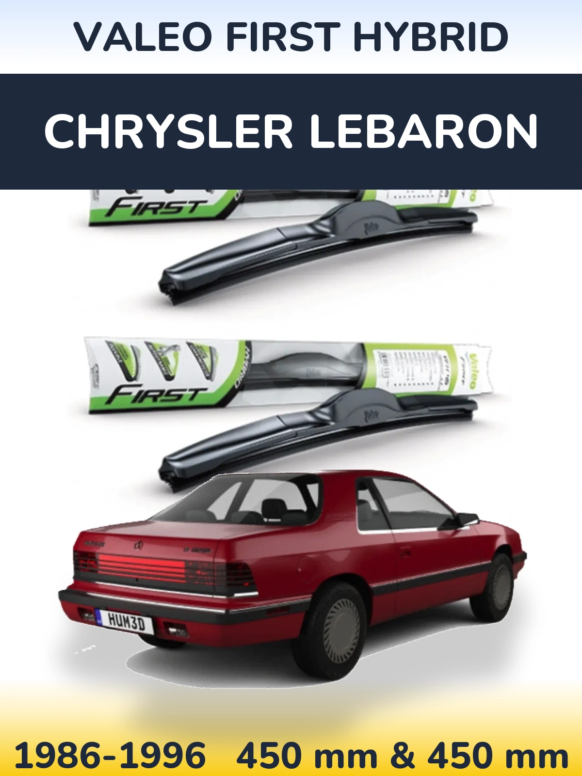 Комплект передних дворников Valeo First Hybrid 450 & 450 мм для Chrysler LeBaron 1986-1996