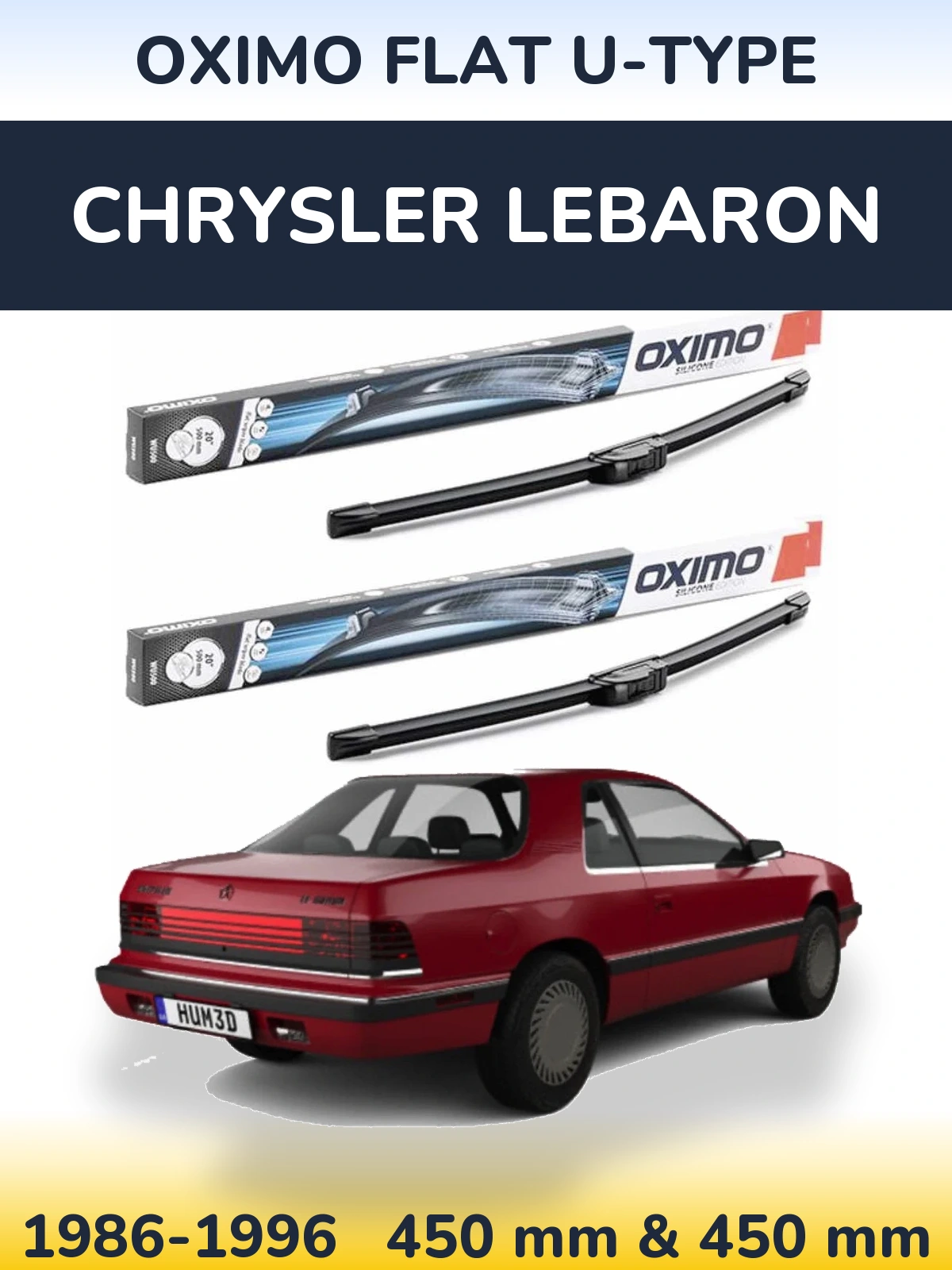 Комплект передних дворников Oximo Flat U-type 450 & 450 мм для Chrysler LeBaron 1986-1996