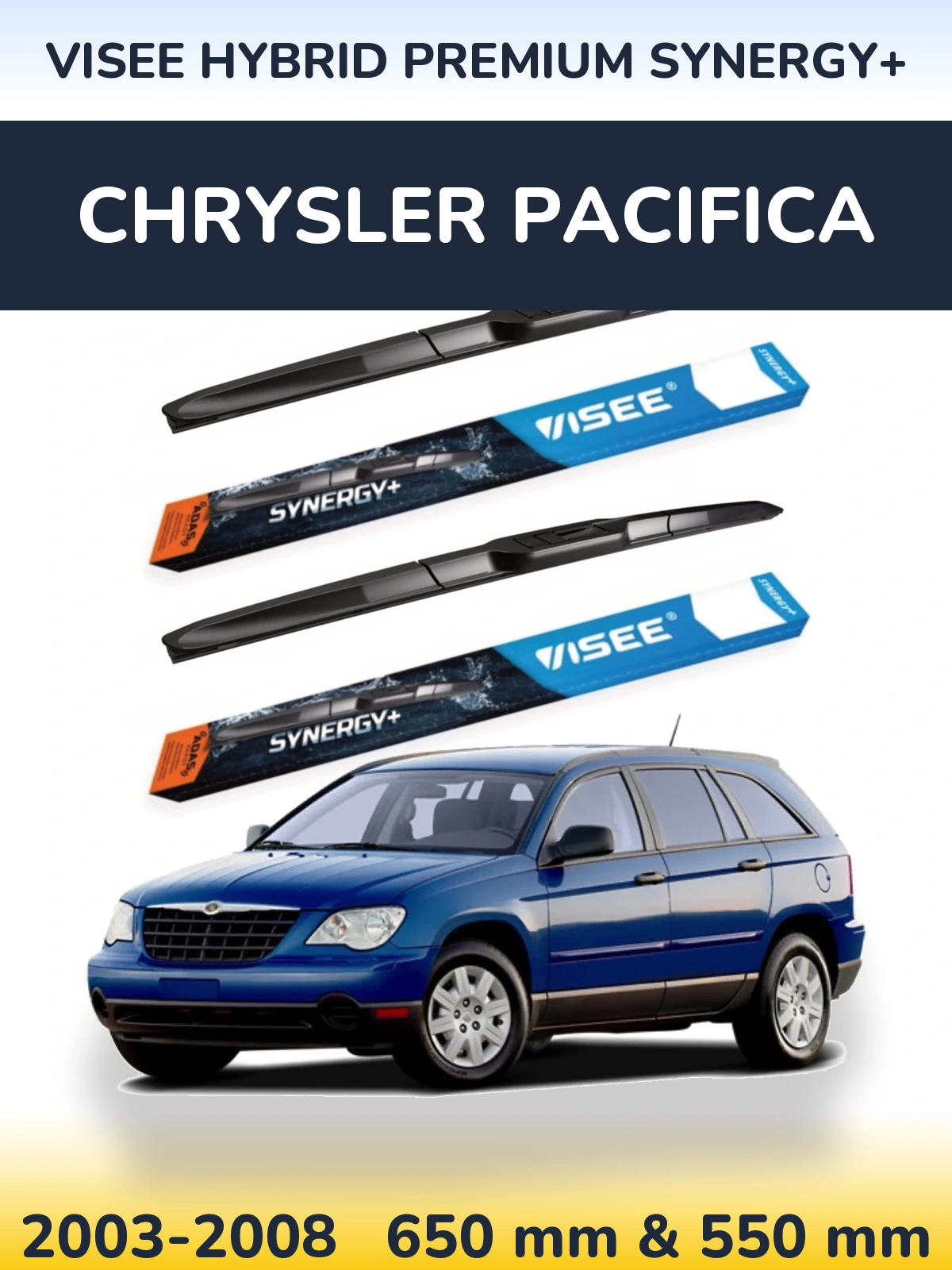 Комплект передніх щіток VISEE HYBRID PREMIUM SYNERGY+ 650 & 550 мм для Chrysler Pacifica 2003-2008