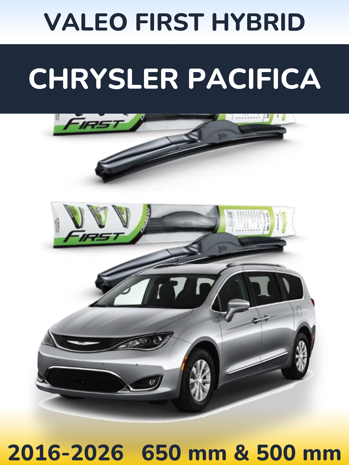 Komplet przednich wycieraczek Valeo First Hybrid 650 & 500 mm do Chrysler Pacifica 2016-2026