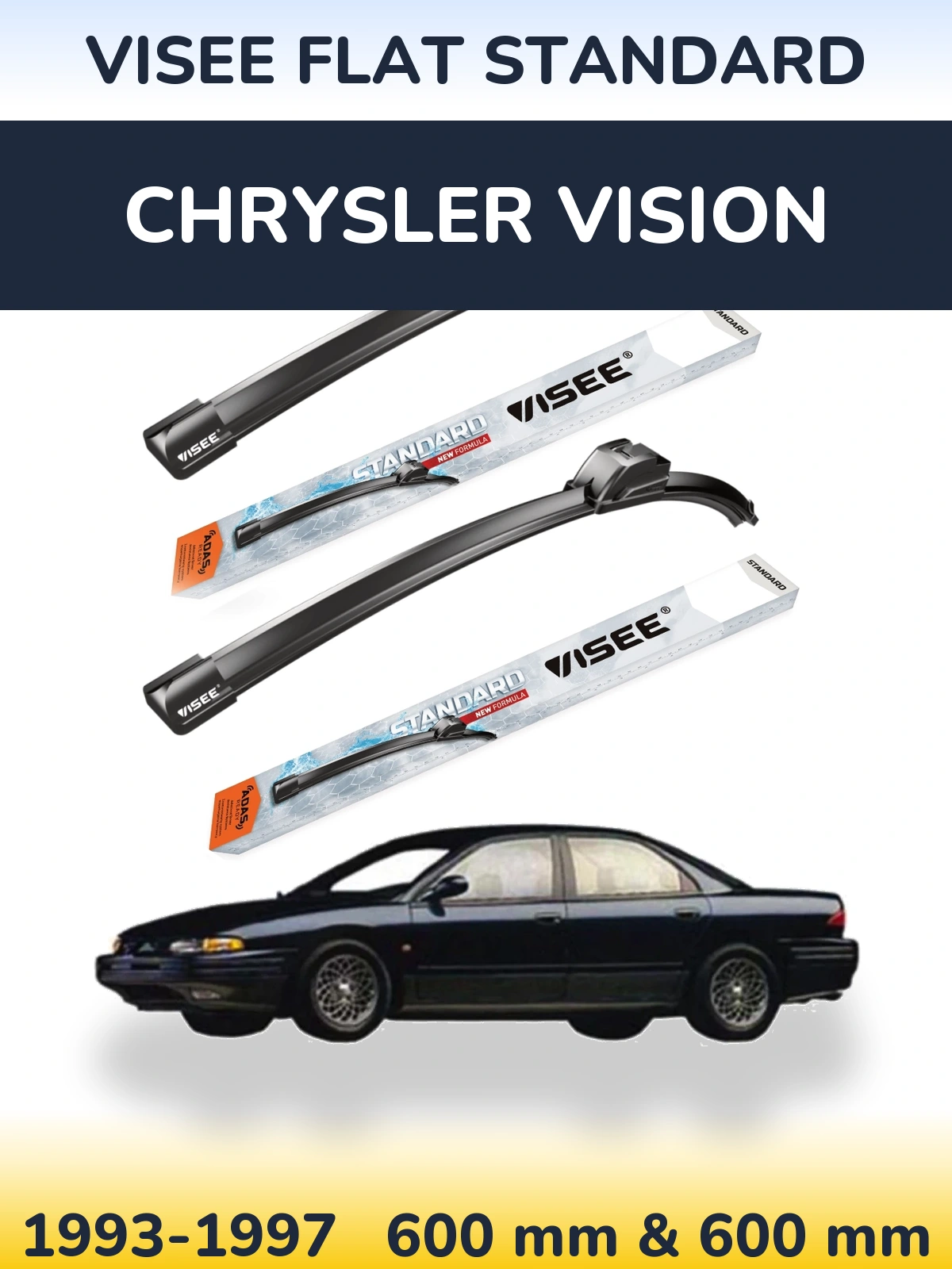 Комплект передних дворников VISEE FLAT STANDARD 600 & 600 мм для Chrysler Vision 1993-1997