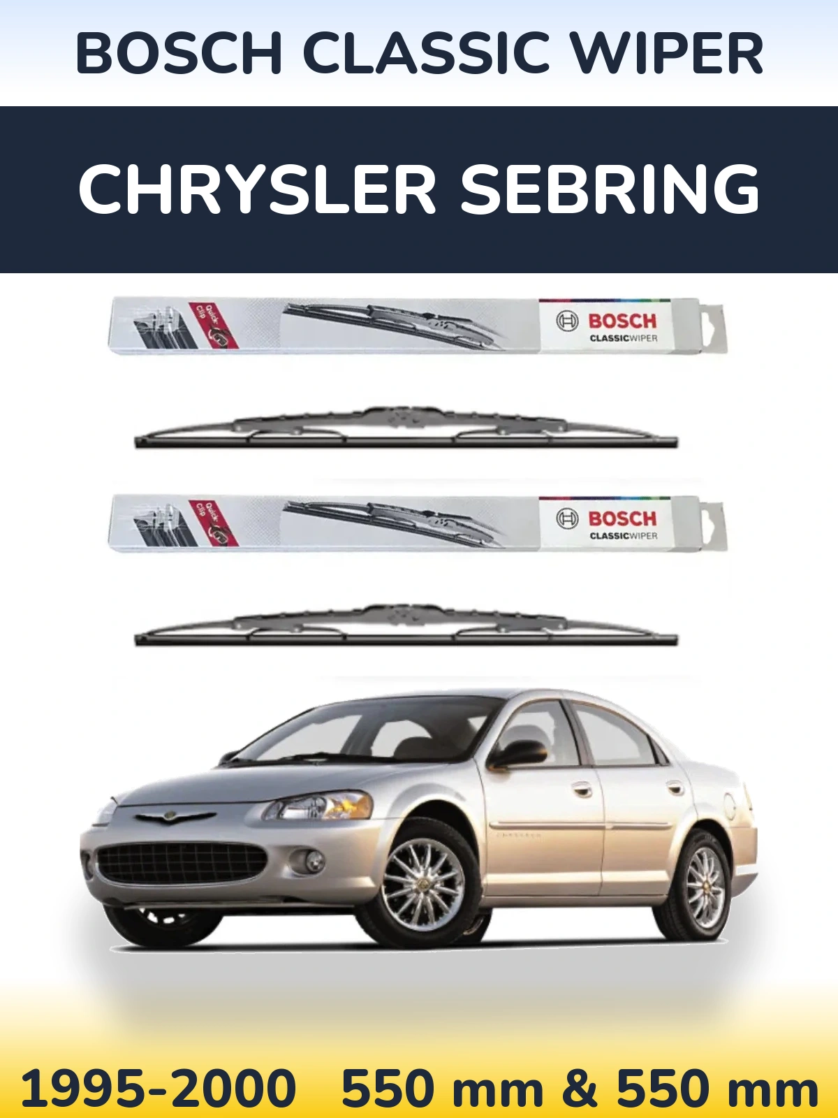 Комплект передних дворников BOSCH Classic Wiper 550 & 550 мм для Chrysler Sebring 1995-2000