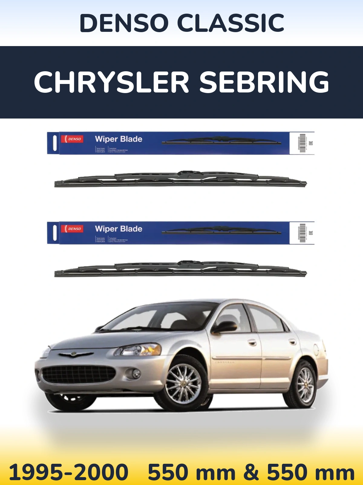 Front wiper blade set Denso Classic 550 & 550 mm for Chrysler Sebring 1995-2000