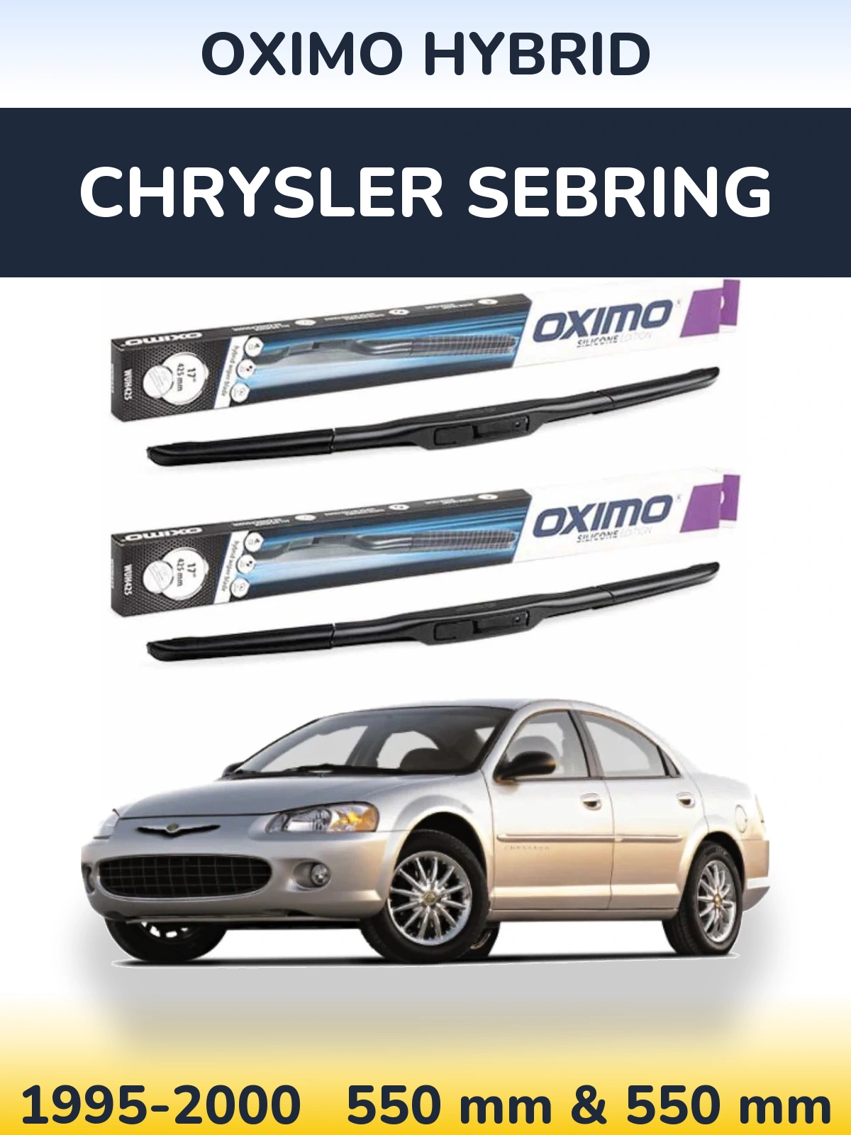 Комплект передних дворников Oximo Hybrid 550 & 550 мм для Chrysler Sebring 1995-2000