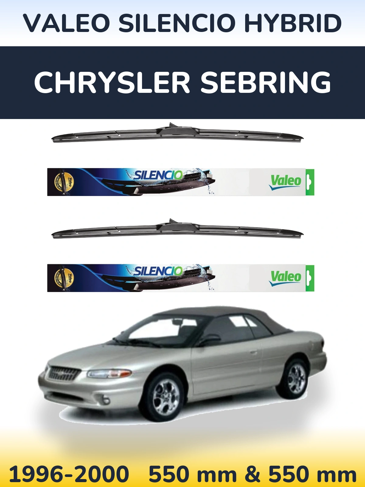 Комплект передних дворников Valeo Silencio Hybrid 550 & 550 мм для Chrysler Sebring 1996-2000
